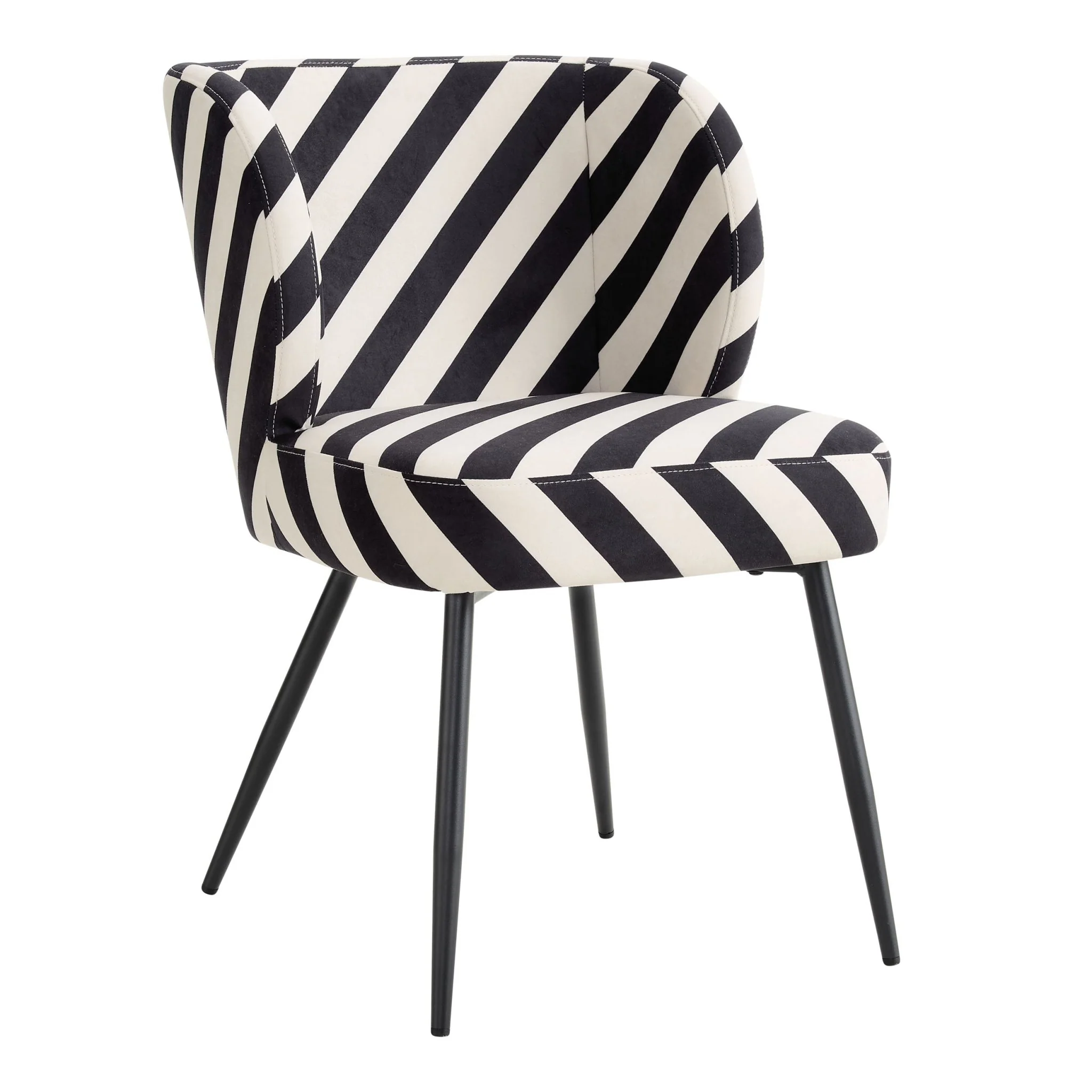 Mabel Set of 2 Dining Chairs - Mono Stripe - Image 3