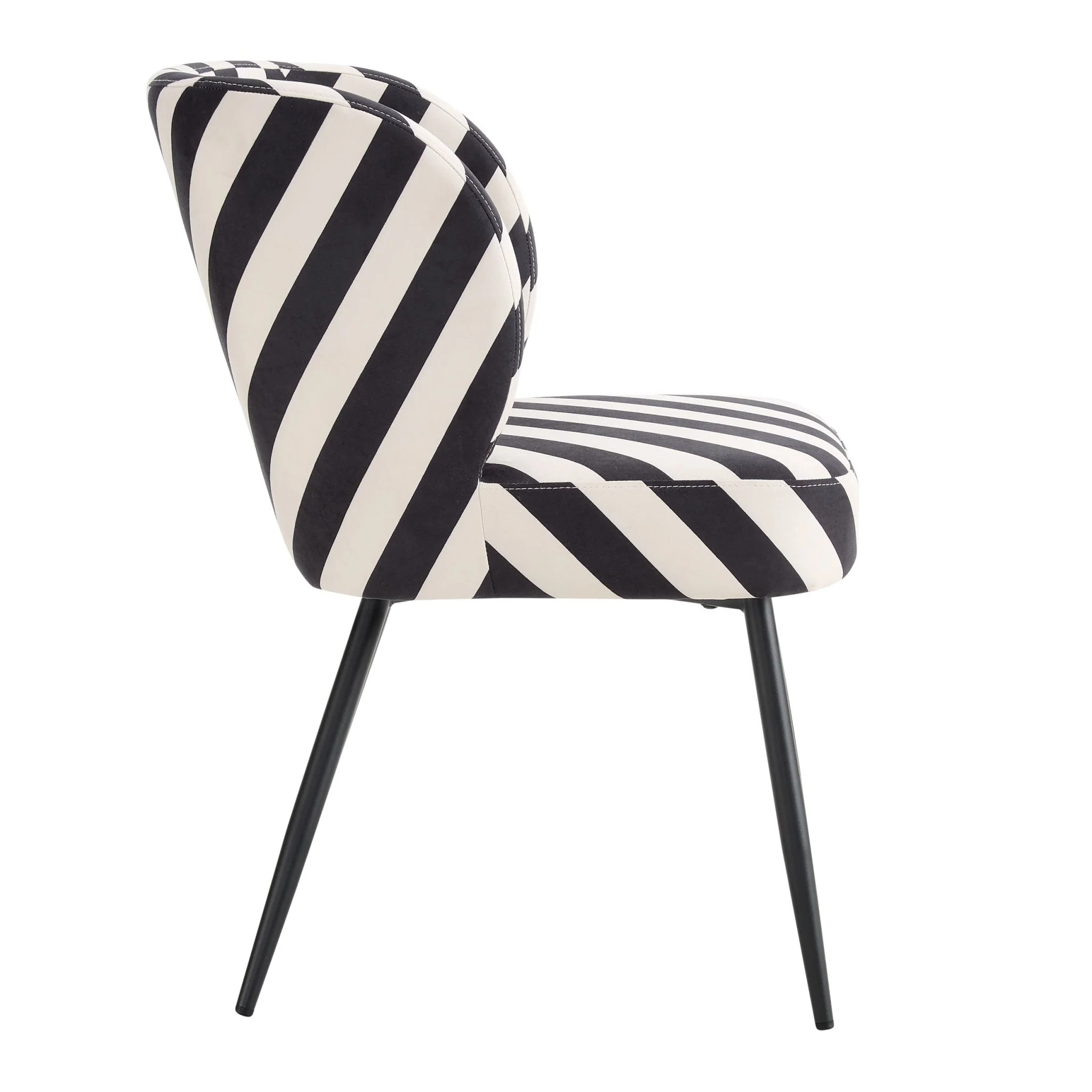 Mabel Set of 2 Dining Chairs - Mono Stripe - Image 4