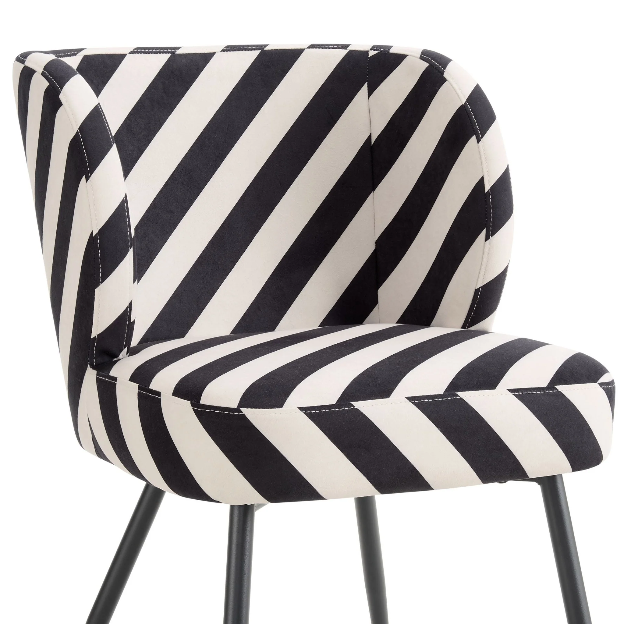 Mabel Set of 2 Dining Chairs - Mono Stripe - Image 6