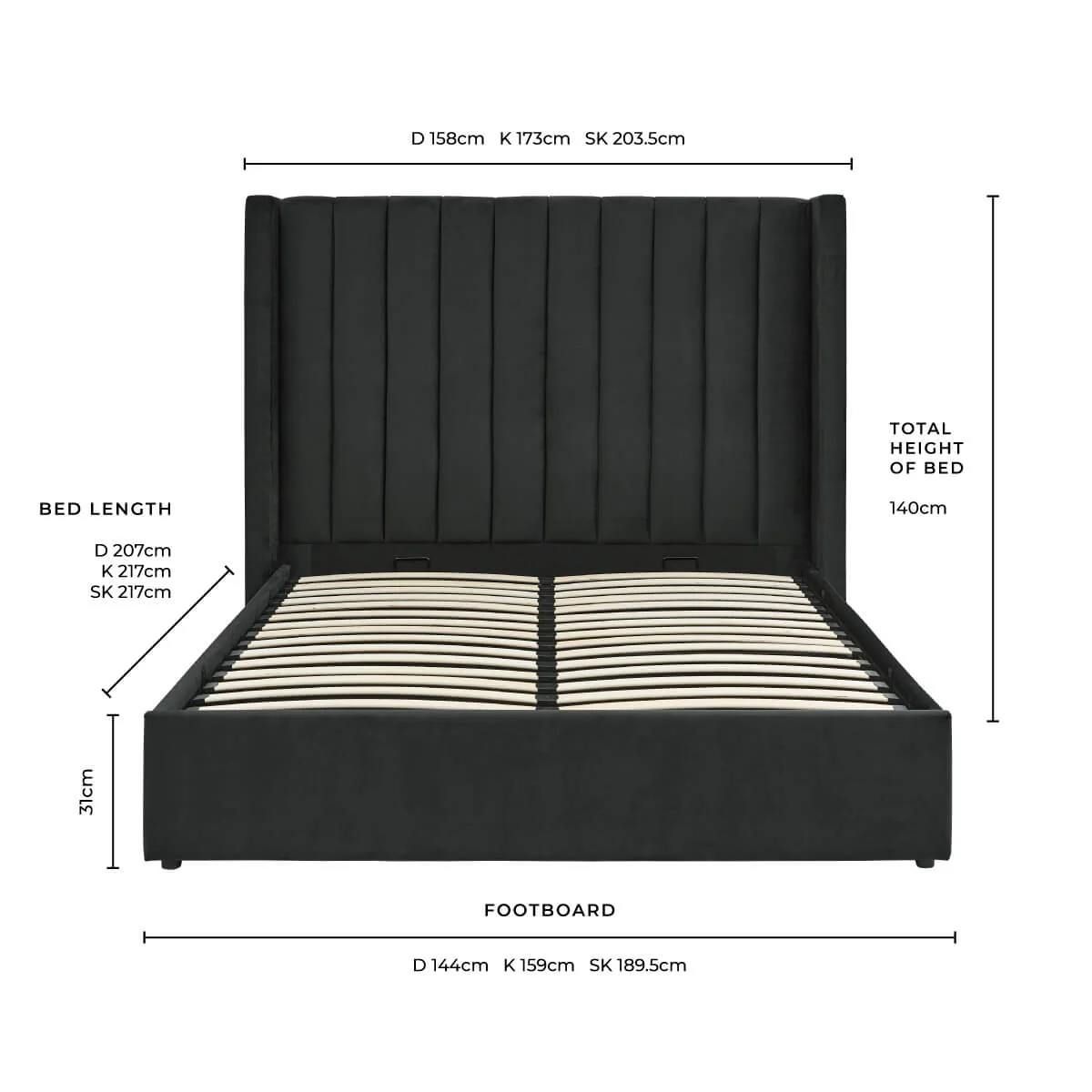 Madison Ottoman Storage Bed - Ink - Image 11