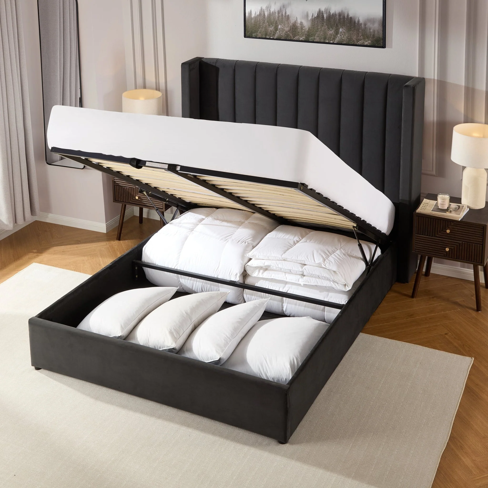 Madison Ottoman Storage Bed - Ink - Image 6