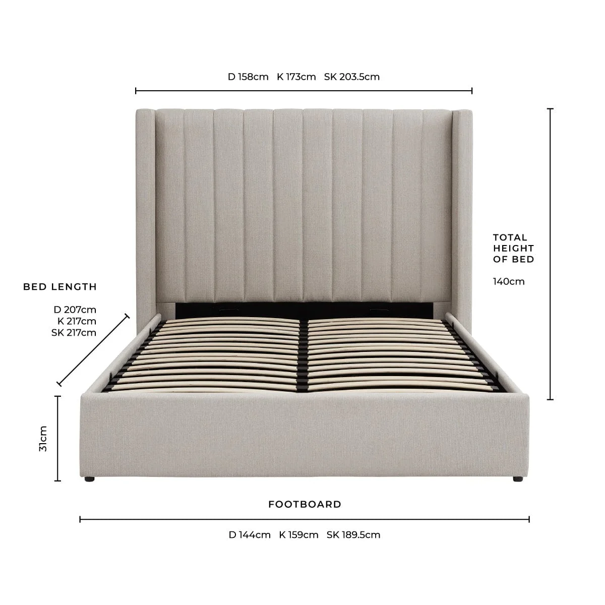 Madison Ottoman Storage Bed - Stone Grey - Image 11