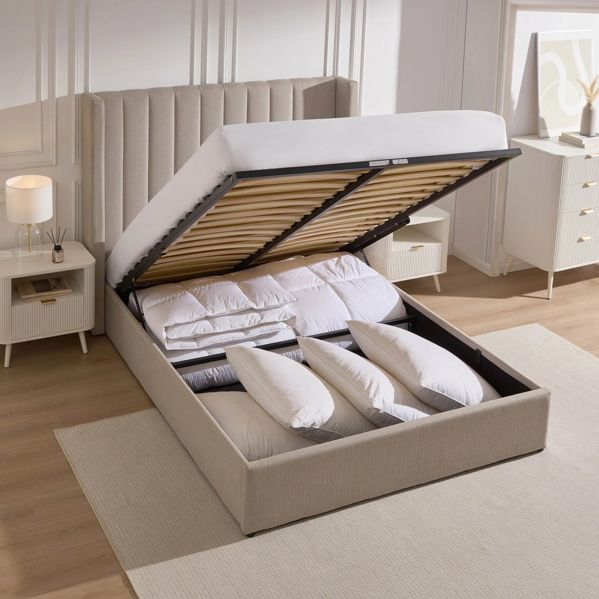 Madison Ottoman Storage Bed - Stone Grey - Image 7