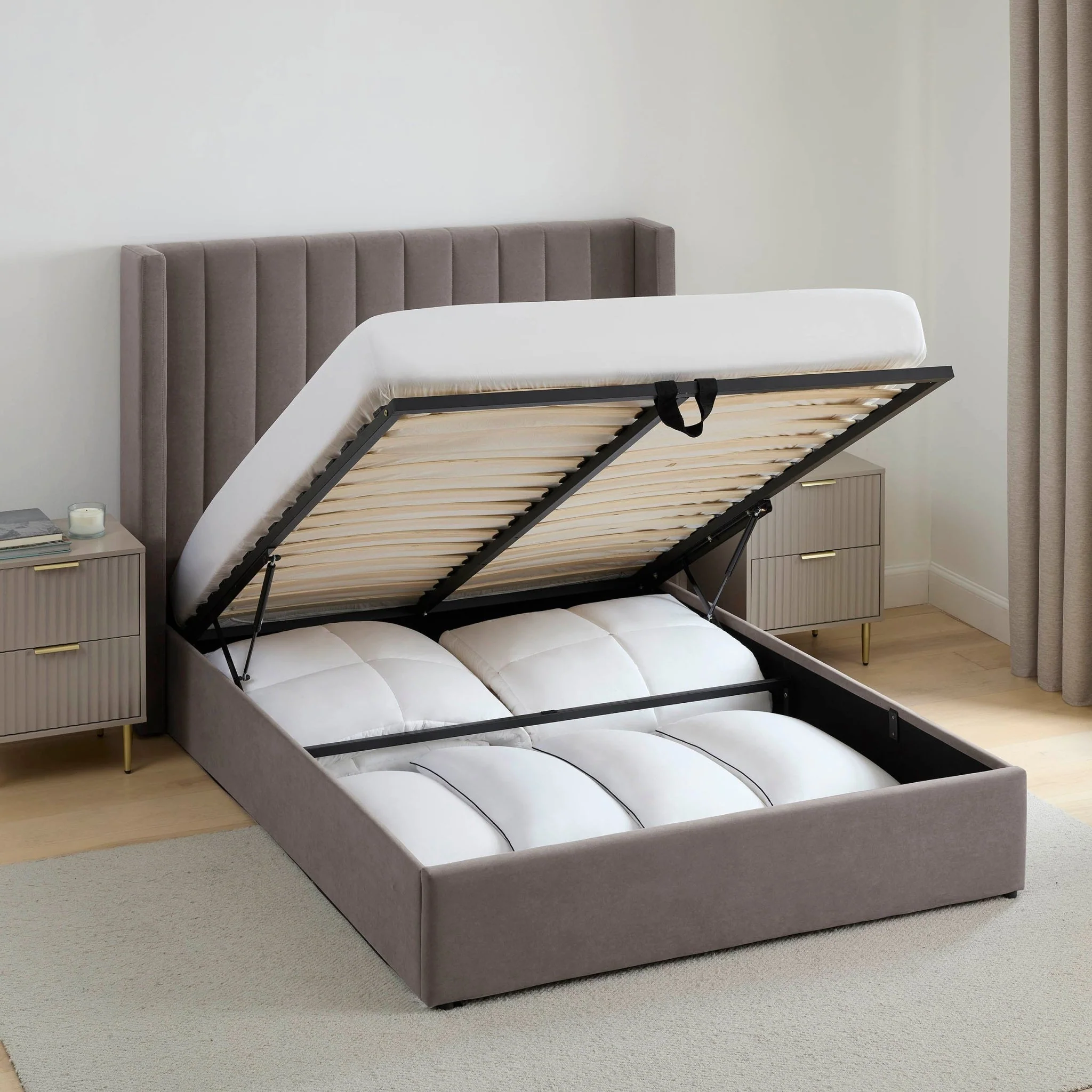 Madison Ottoman Storage Bed - Taupe - Image 4