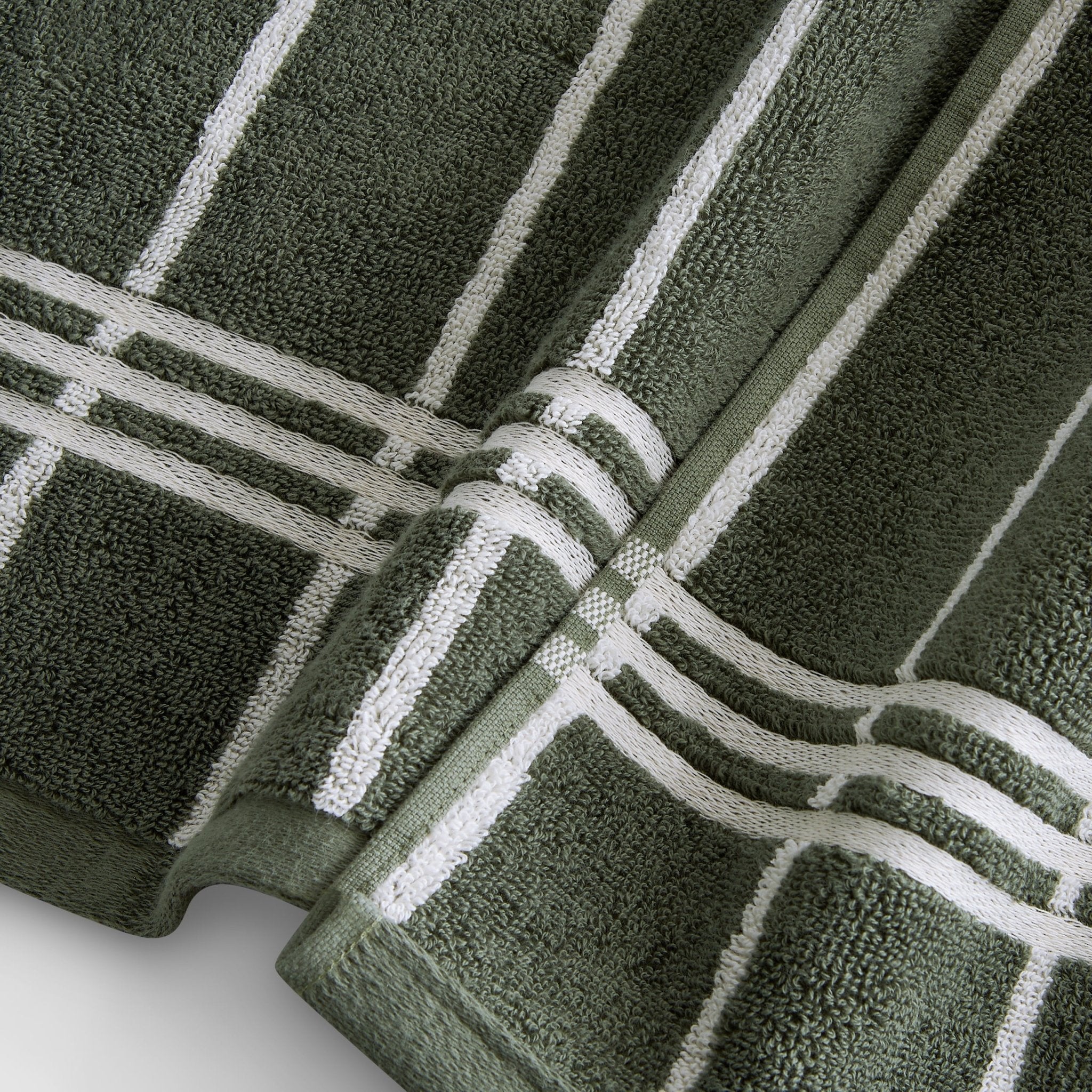 Madrid Fine Stripe Cotton Towel Collection -  Fern/ Natural - Image 3