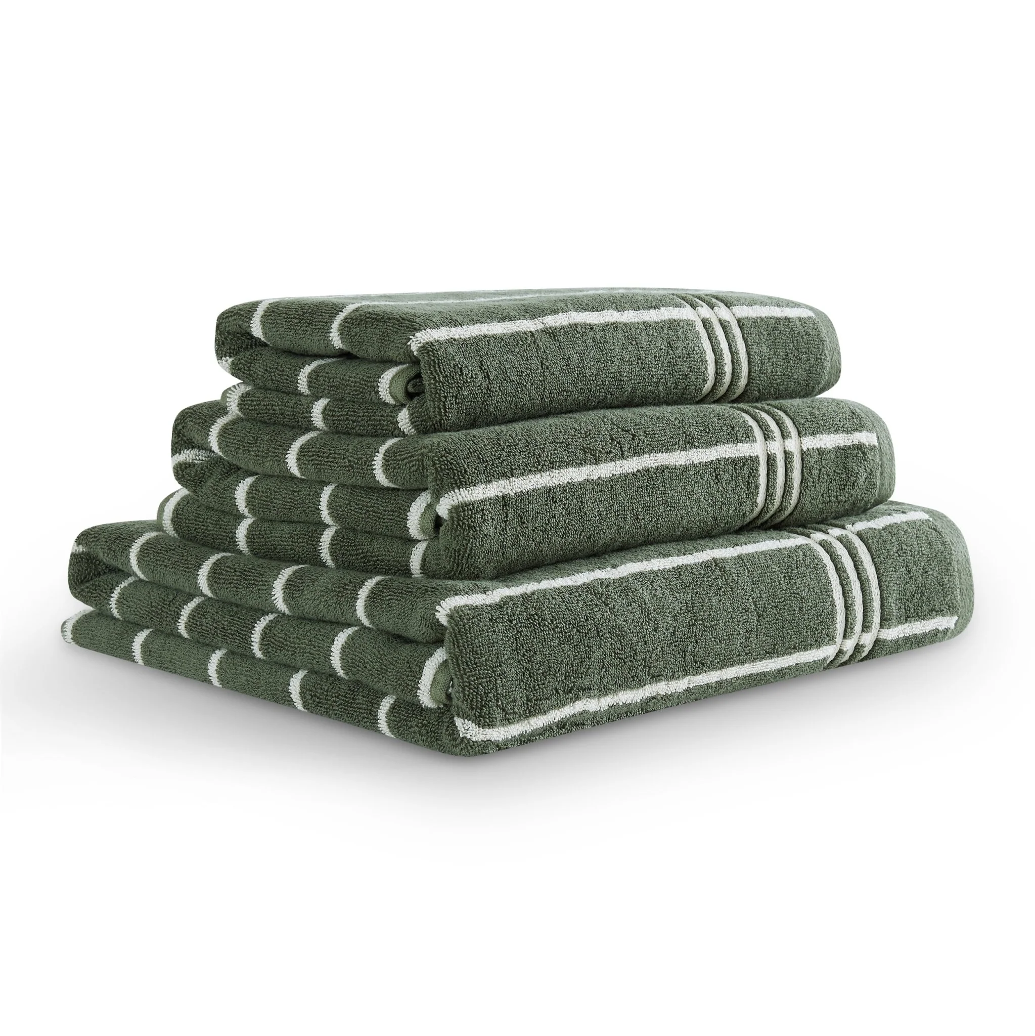 Madrid Fine Stripe Cotton Towel Collection -  Fern/ Natural - Image 5