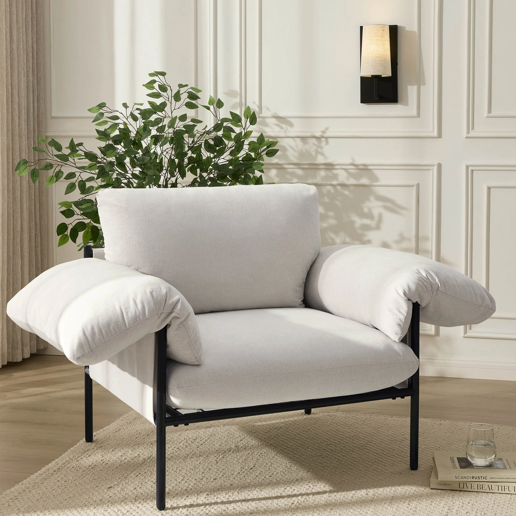 Maeve Slouched Accent Chair - Chenille Ivory