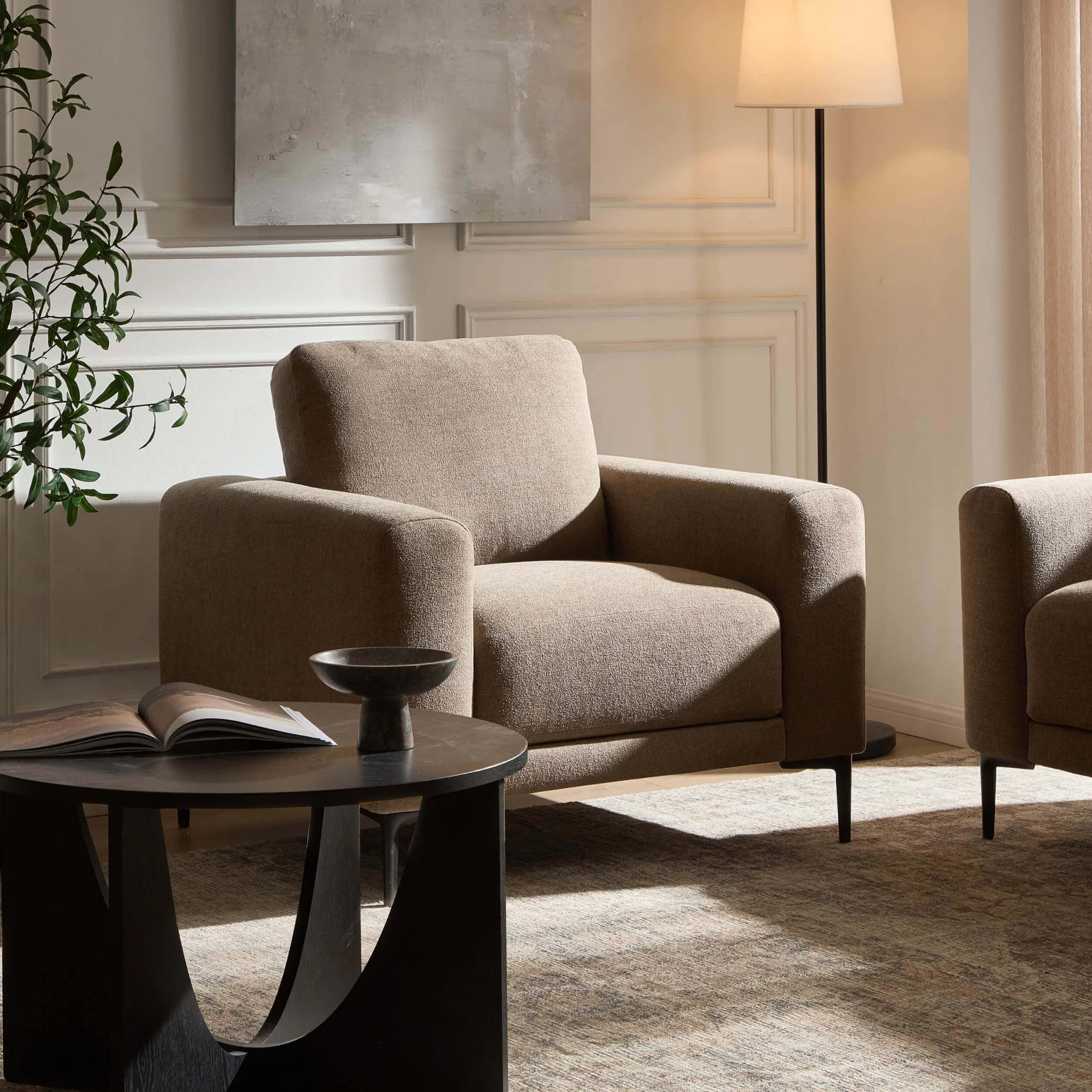 Malibu Armchair - Chenille Mushroom