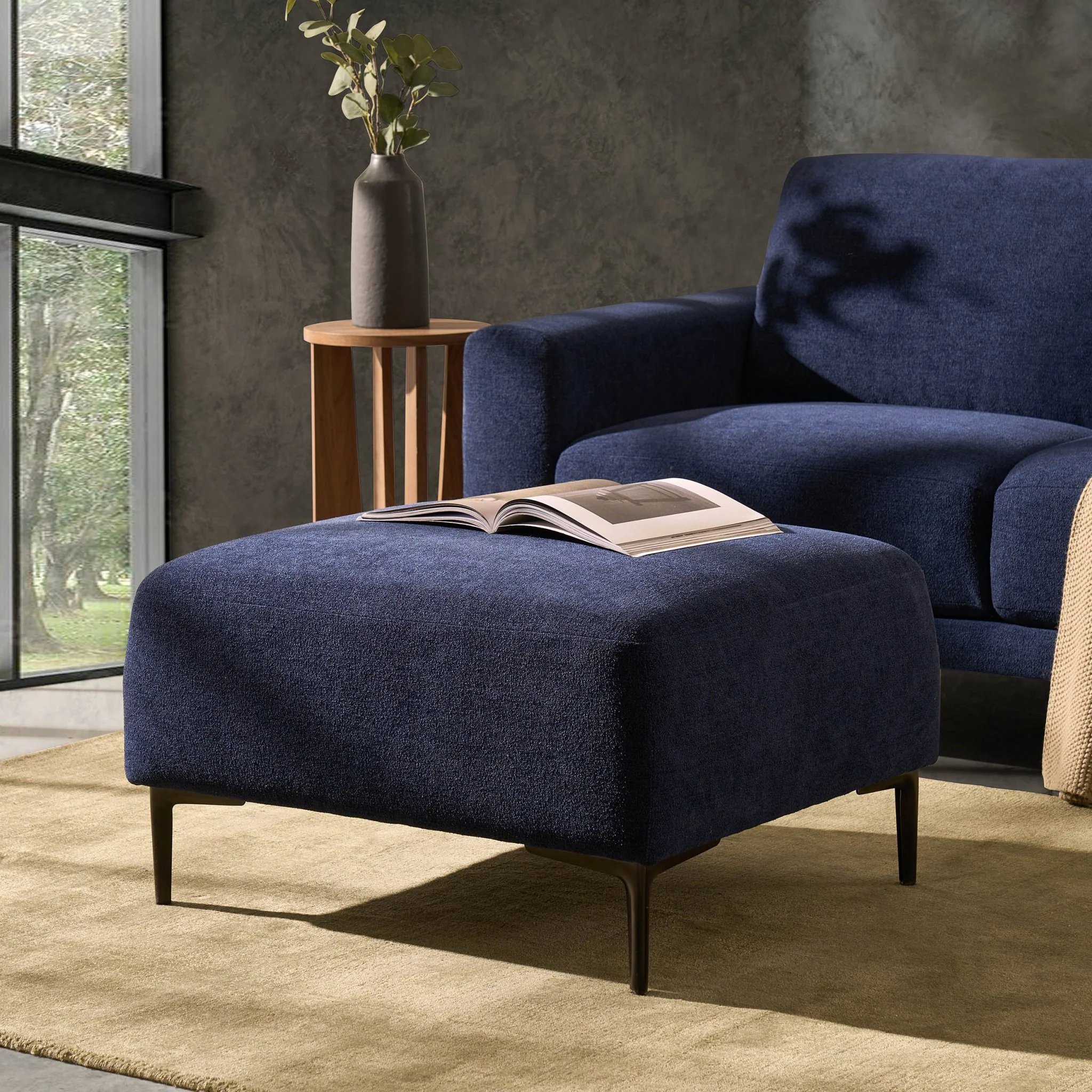 Malibu Pouffe - Chenille Navy