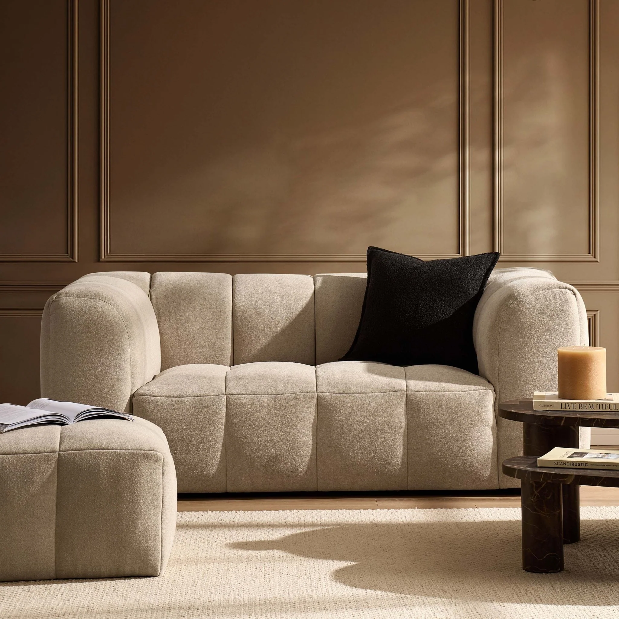 Manhattan 2 Seater Sofa- Chenille Oatmeal