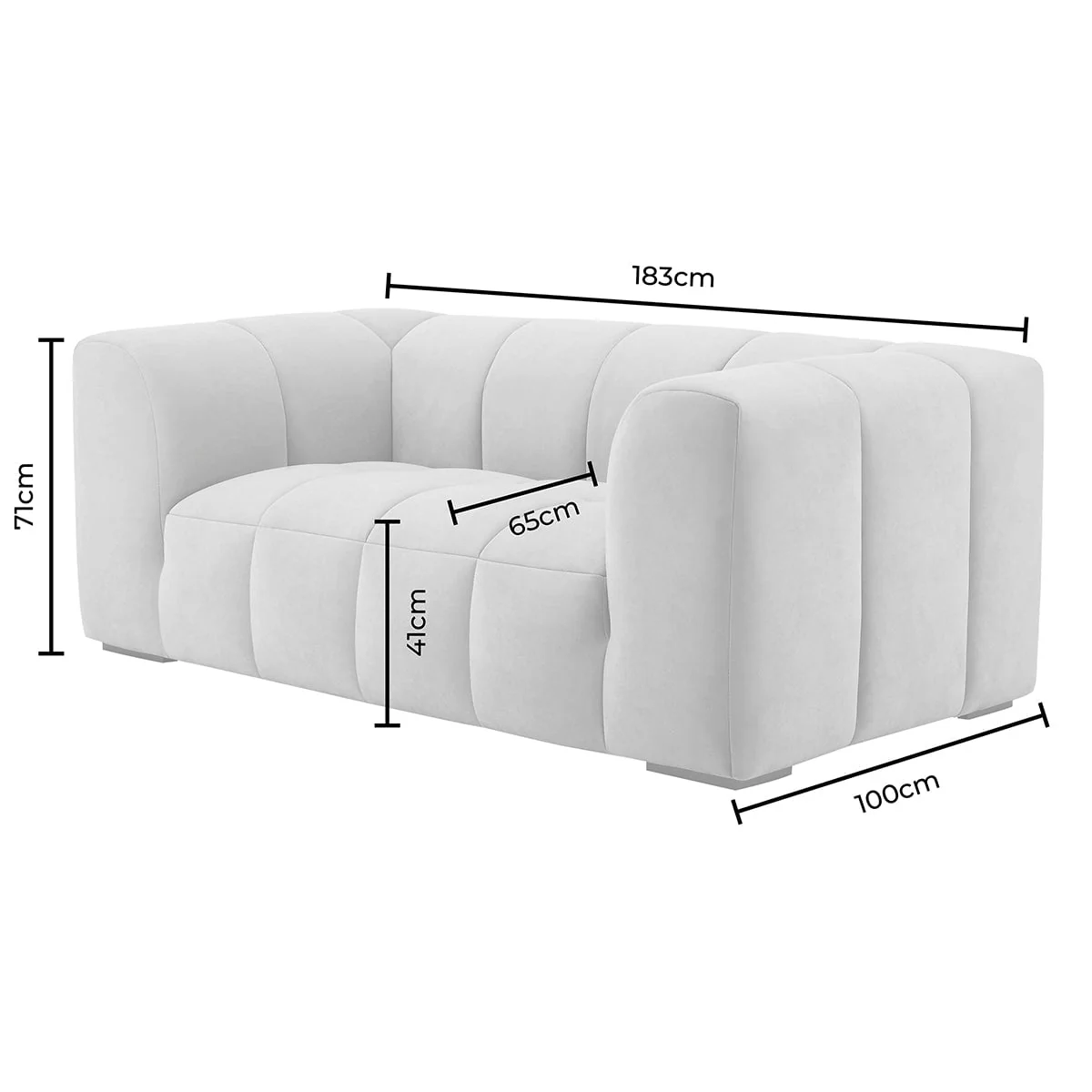 Manhattan 2 Seater Sofa- Chenille Oatmeal - Image 8