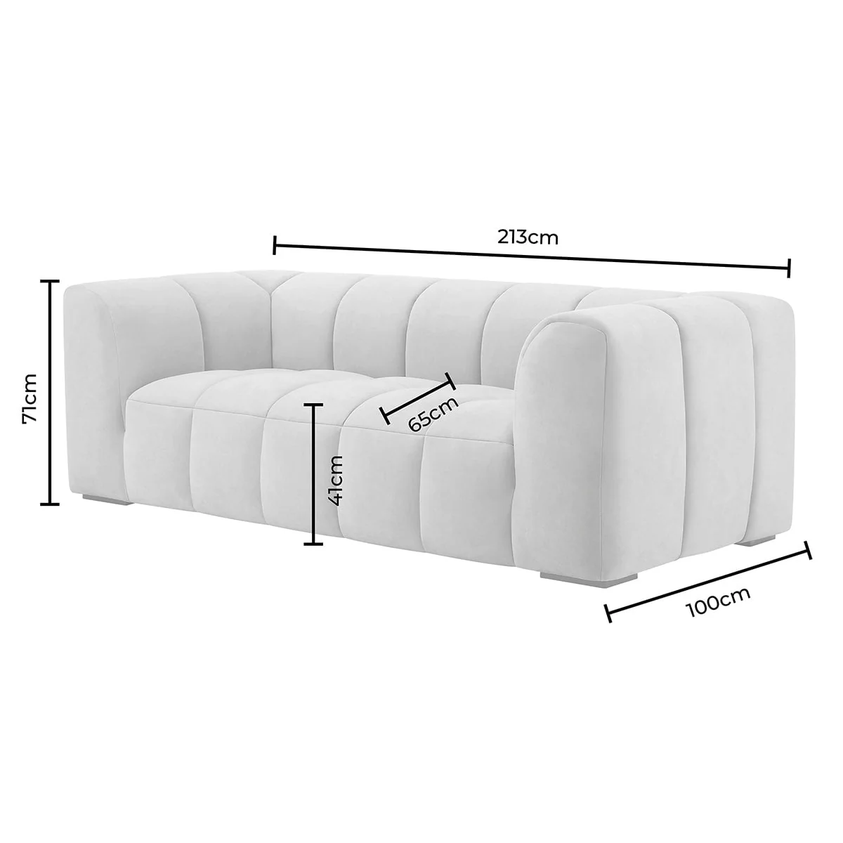 Manhattan 3 Seater Sofa - Chenille Oatmeal - Image 8