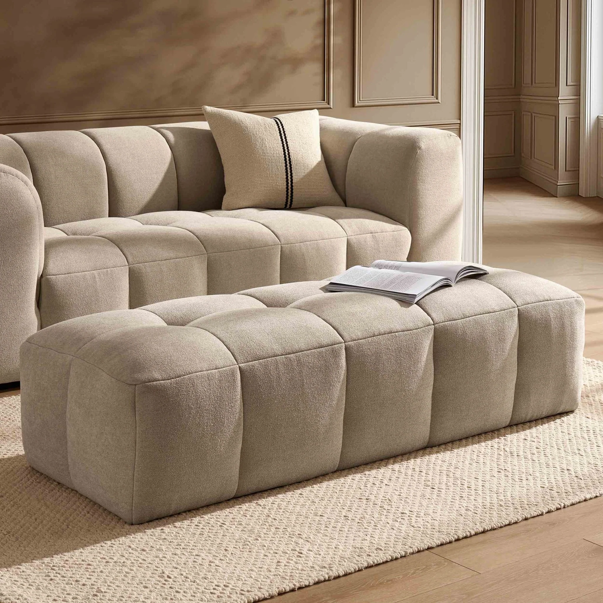 Manhattan Pouffe - Chenille Oatmeal - Image 2