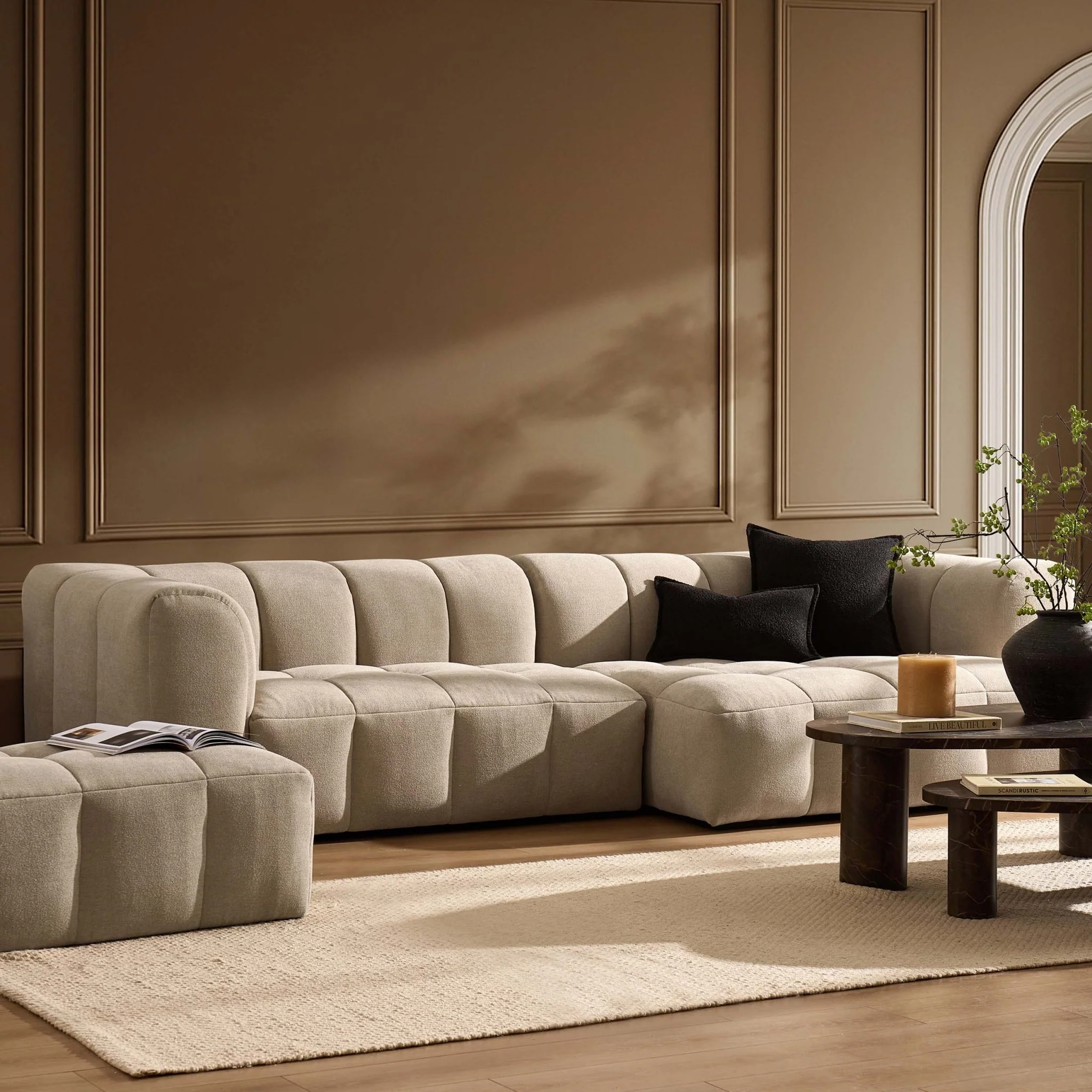 Manhattan Right Hand Chaise Sofa - Chenille Oatmeal - Image 2