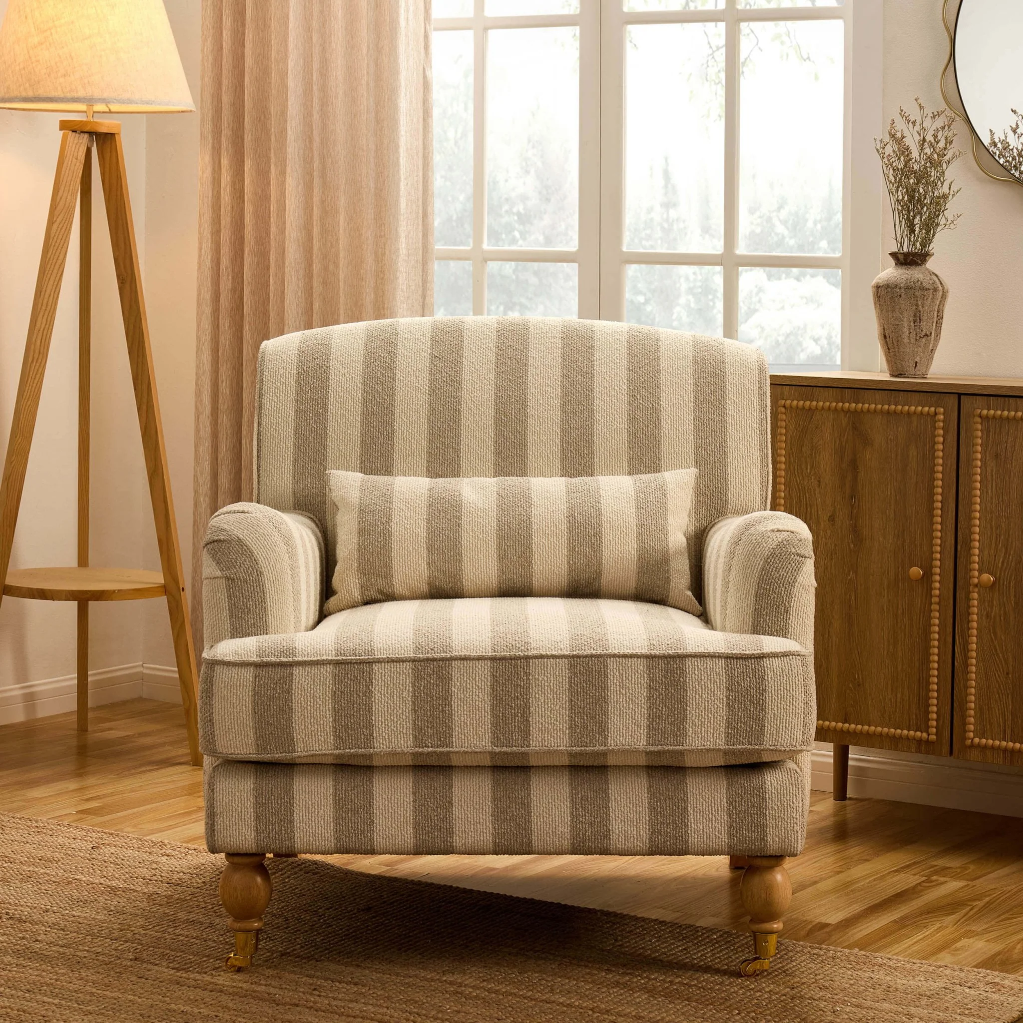 Mara Armchair - Natural Boucle Stripe - Image 2