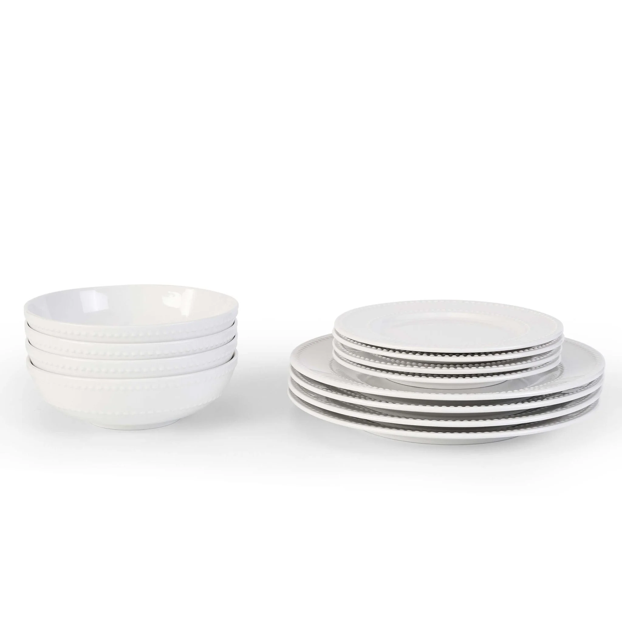 Margalo Beaded 12 Piece Dinner Set- White - Image 2