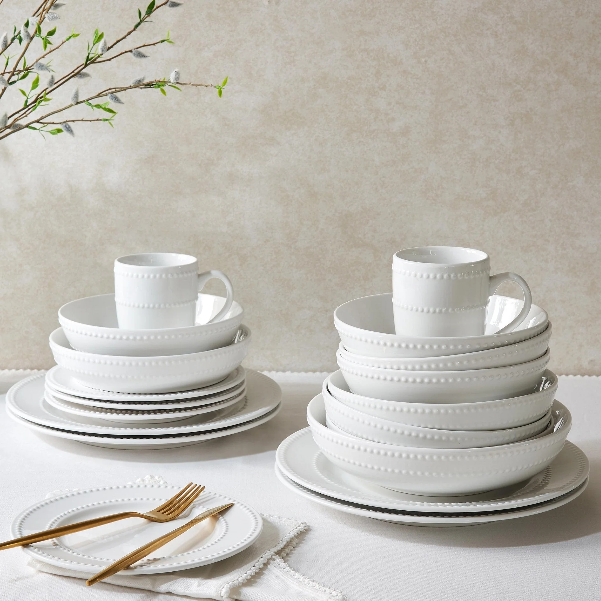 Margalo Beaded Set of 4 Cereal Bowls - White - Image 2