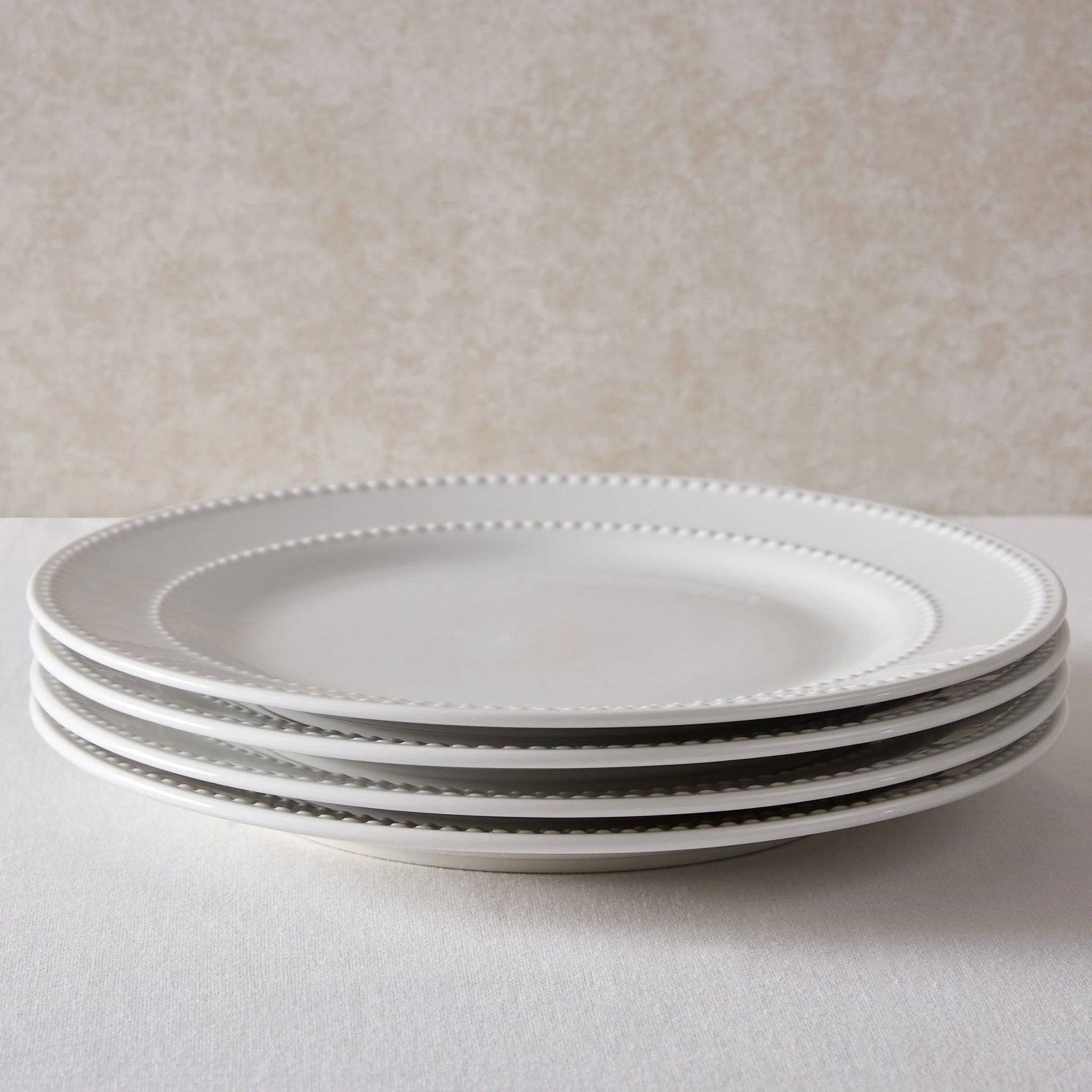 Margalo Beaded Set of 4 Dinner Plates - White