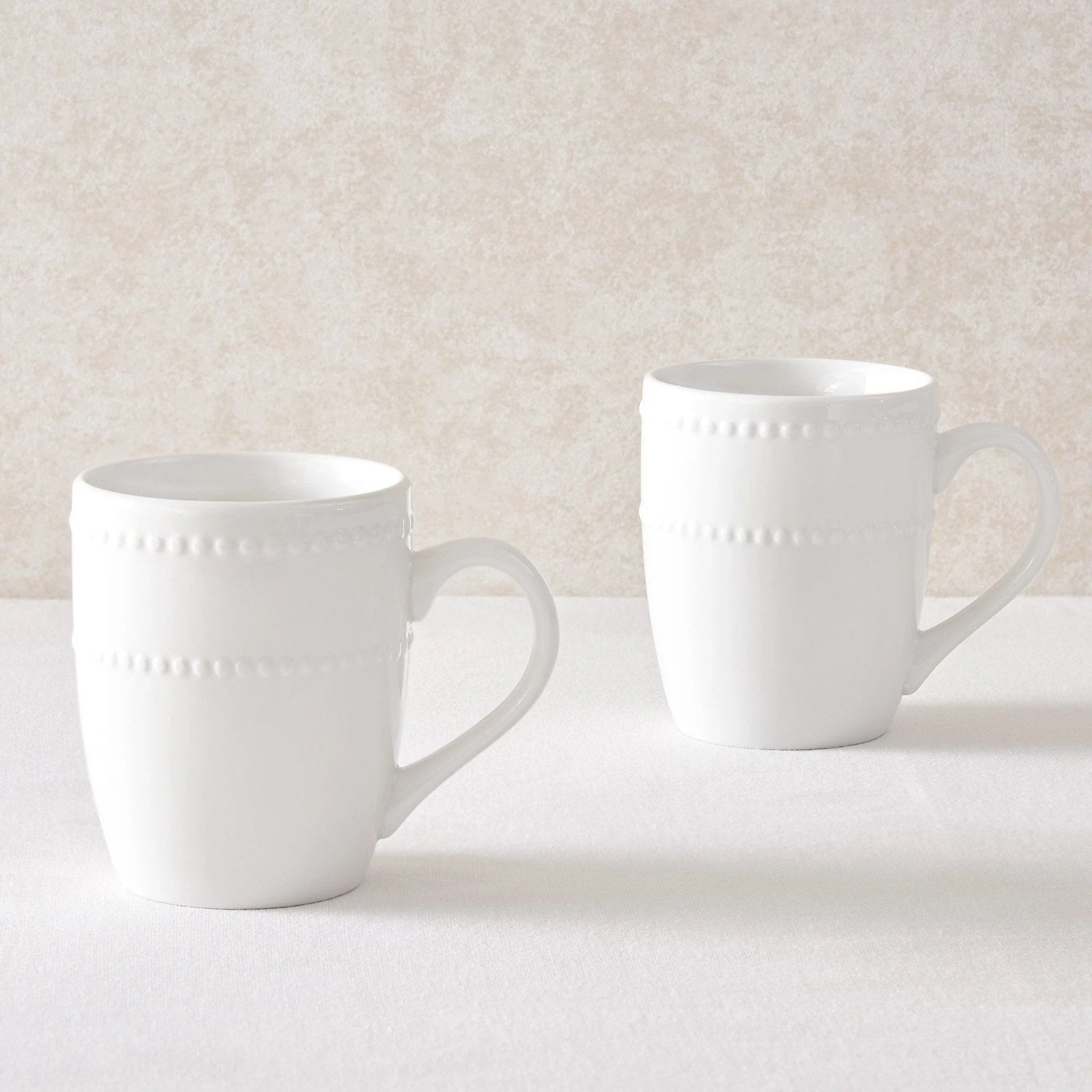 Margalo Beaded Set of 2 Mugs - White