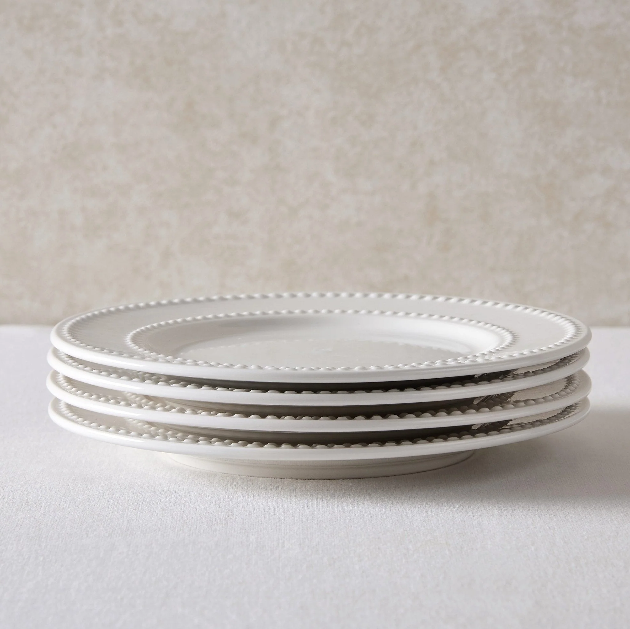 Margalo Beaded Set of 4 Side Plates - White