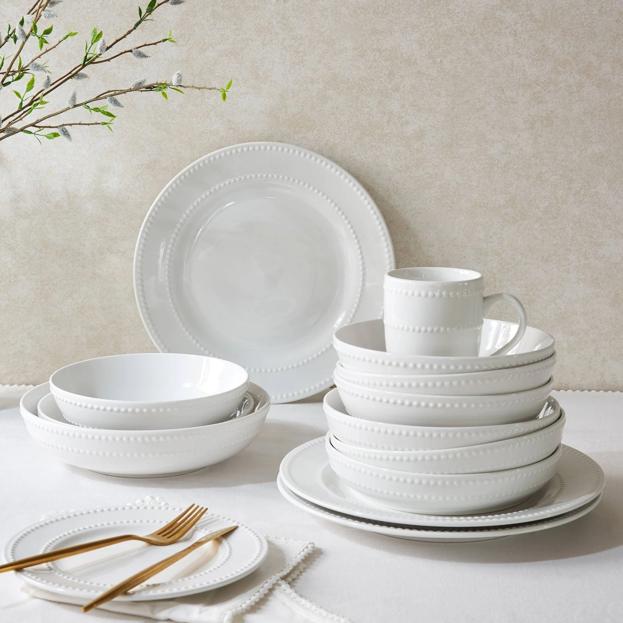 Margalo Beaded Set of 4 Side Plates - White - Image 2