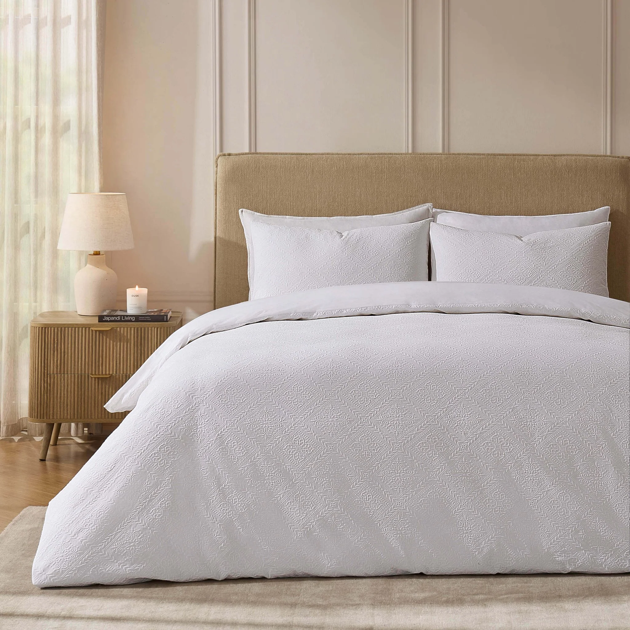 Margot 200 Thread Count Duvet Cover & Pillowcase Set - White - Image 2