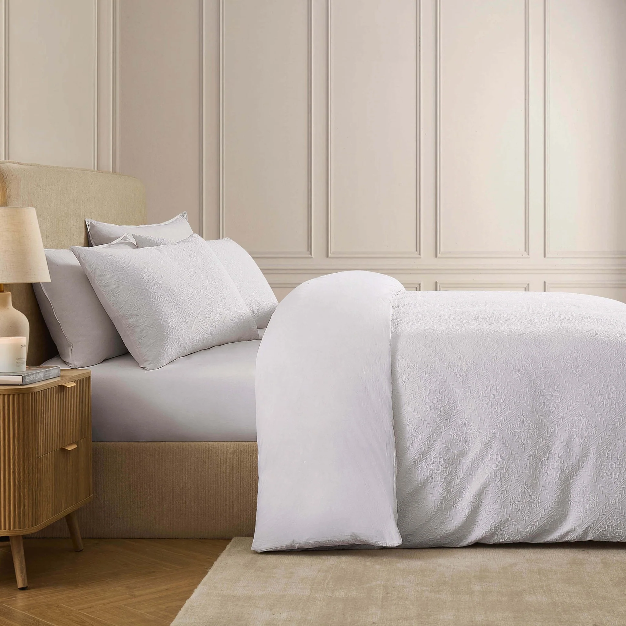 Margot 200 Thread Count Duvet Cover & Pillowcase Set - White - Image 3