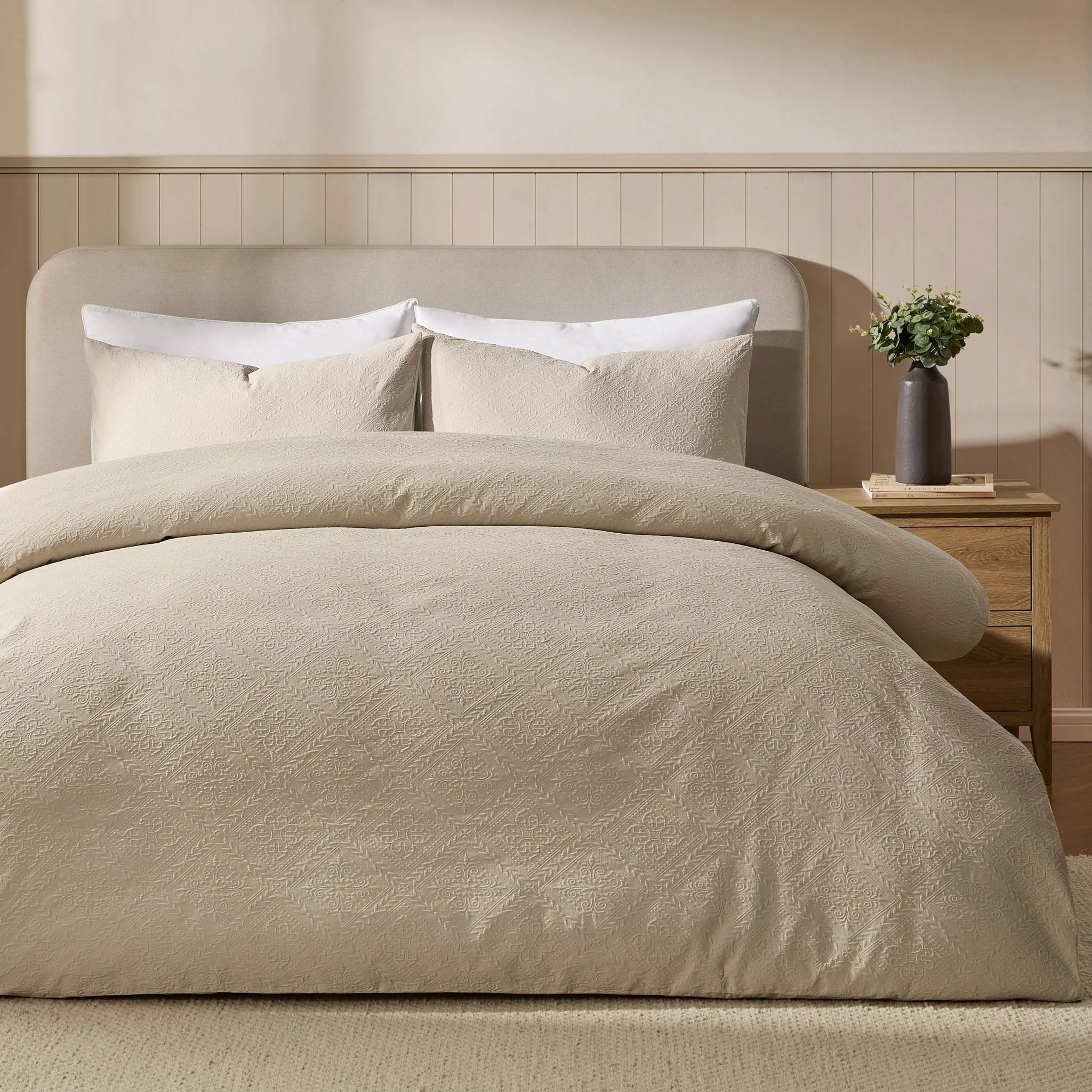 Margot 200 Thread Count Duvet Cover & Pillowcase Set - Natural - Image 2