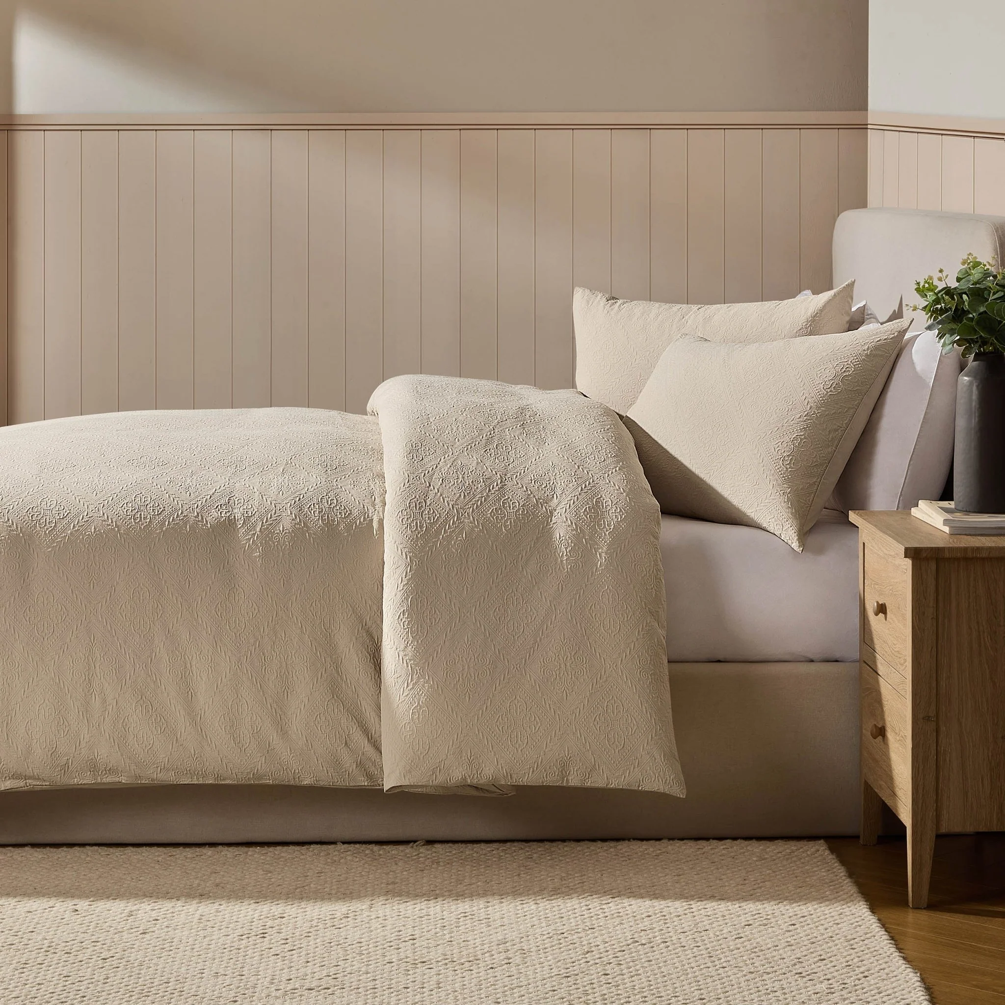 Margot 200 Thread Count Duvet Cover & Pillowcase Set - Natural - Image 3