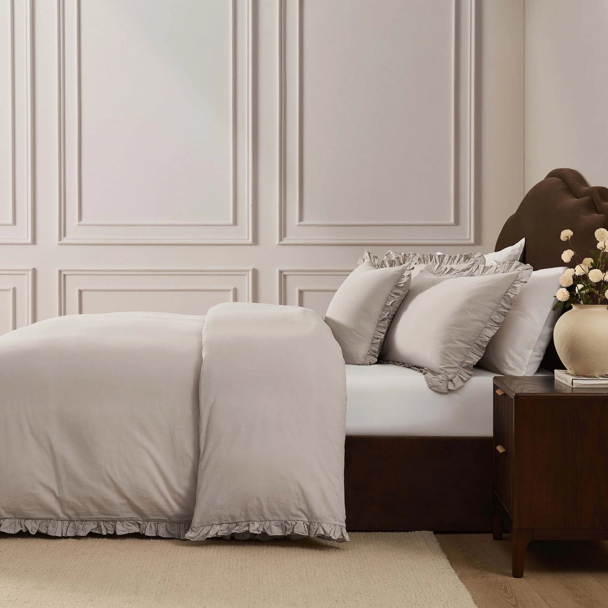 Marion 200 Thread Count Ruffle Edge Duvet Cover - Sand - Image 2