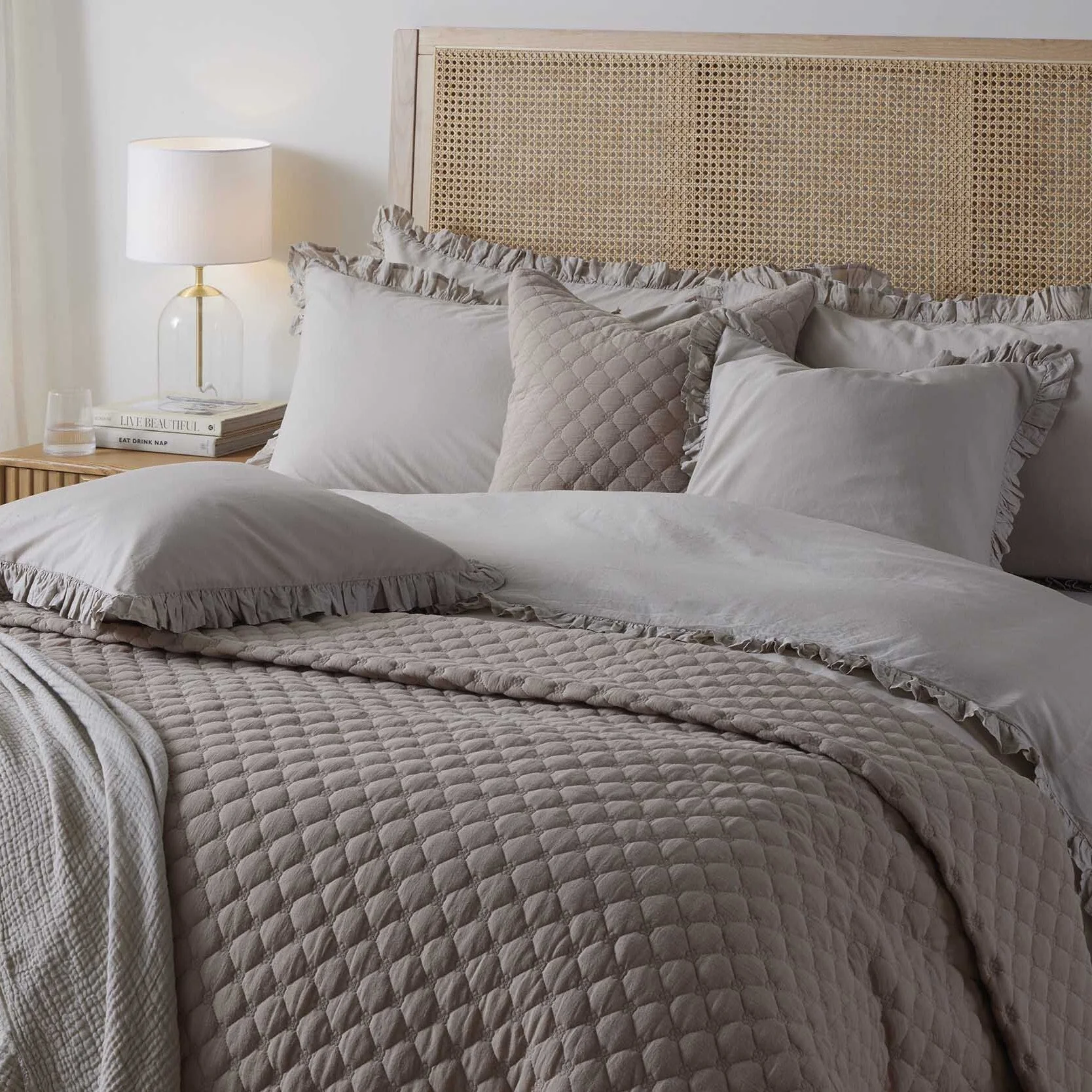 Marion 200 Thread Count Ruffle Edge Duvet Cover - Sand - Image 6