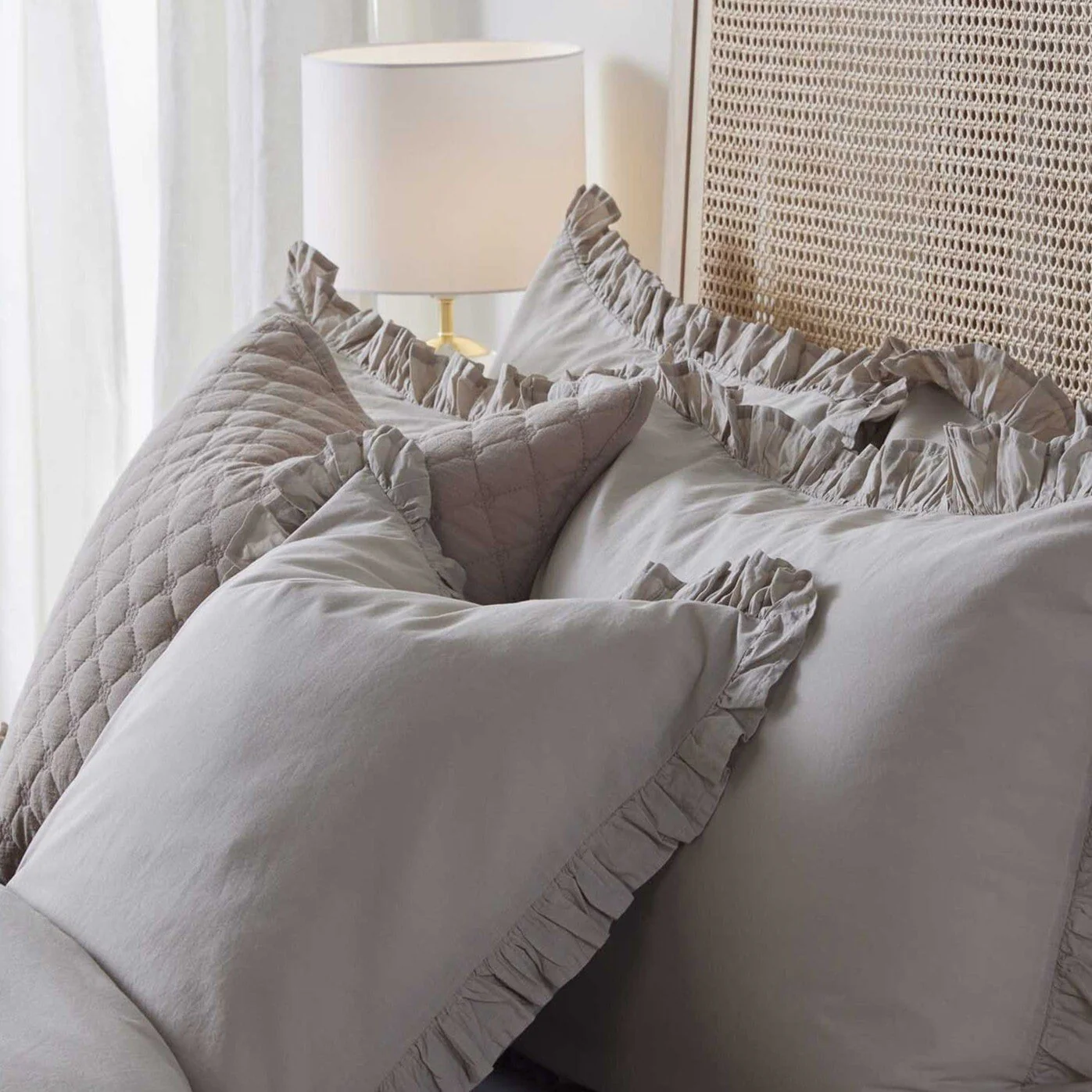 Marion 200 Thread Count Ruffle Edge Duvet Cover - Sand - Image 7