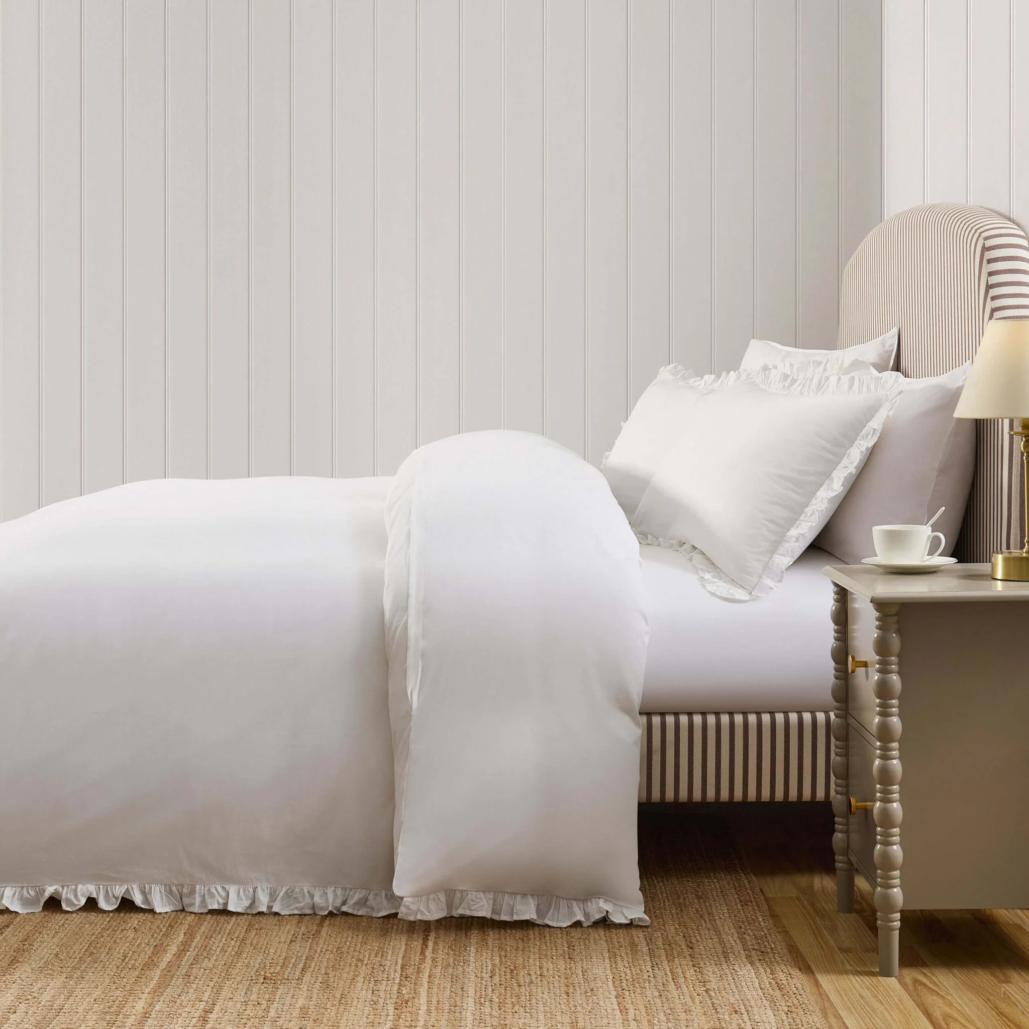 Marion 200 Thread Count Ruffle Edge Duvet Cover - Ecru - Image 2