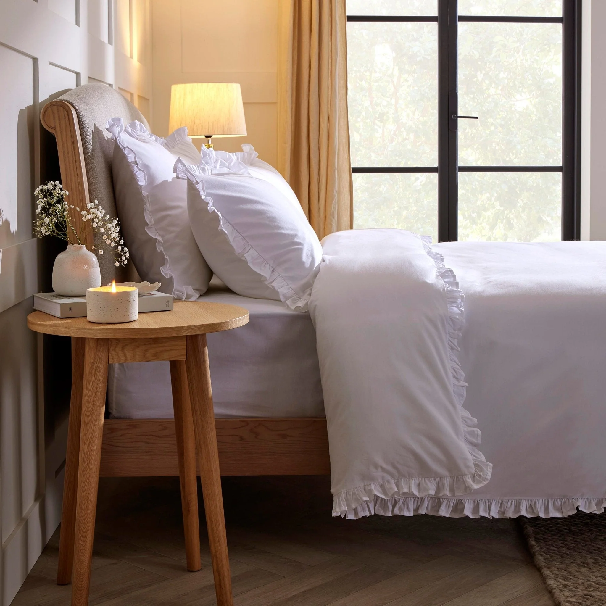 Marion 200 Thread Count Ruffle Edge Duvet Cover - Ecru - Image 6