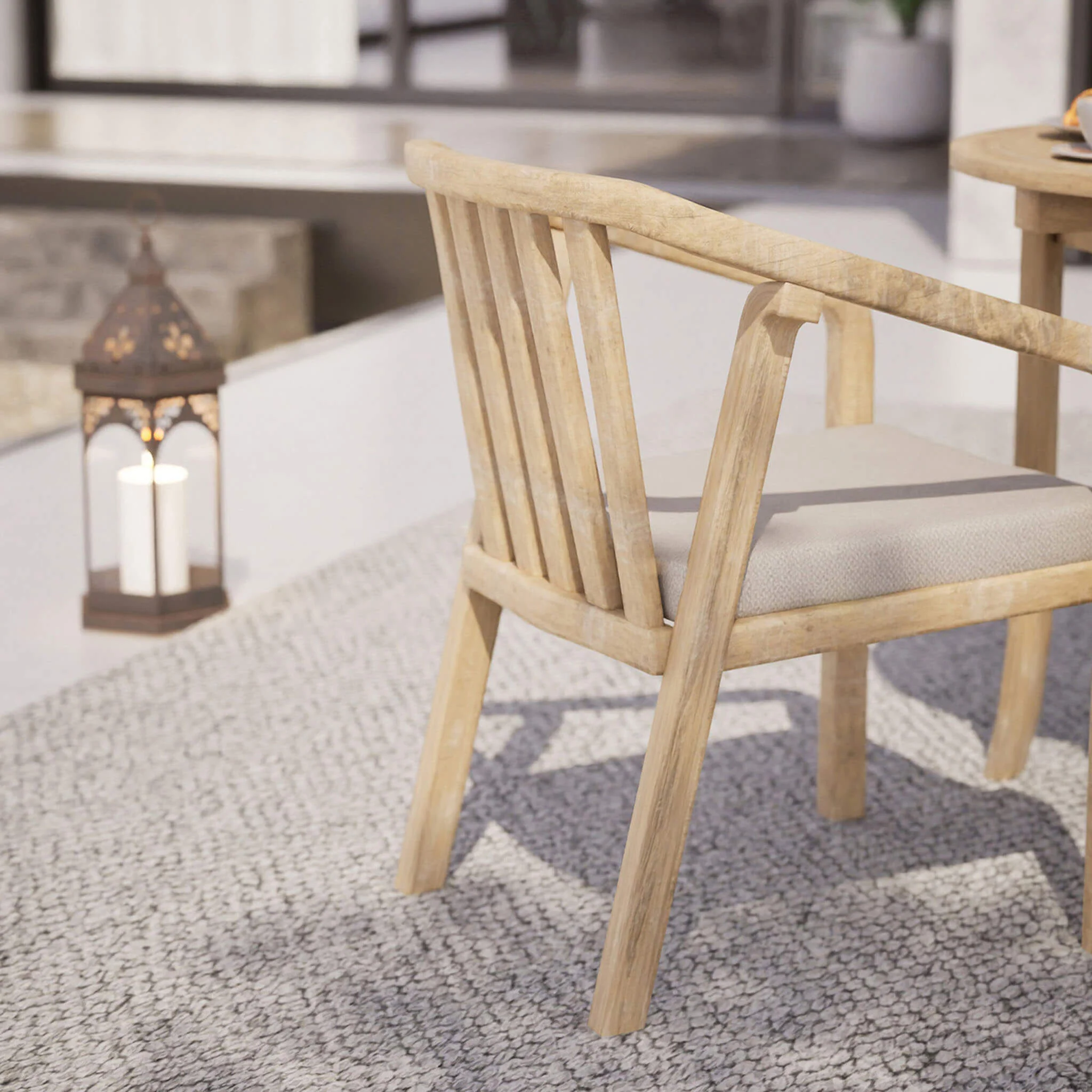 Maris Outdoor 2 Seater Round Bistro Dining Table and Chairs - Natural - Image 3