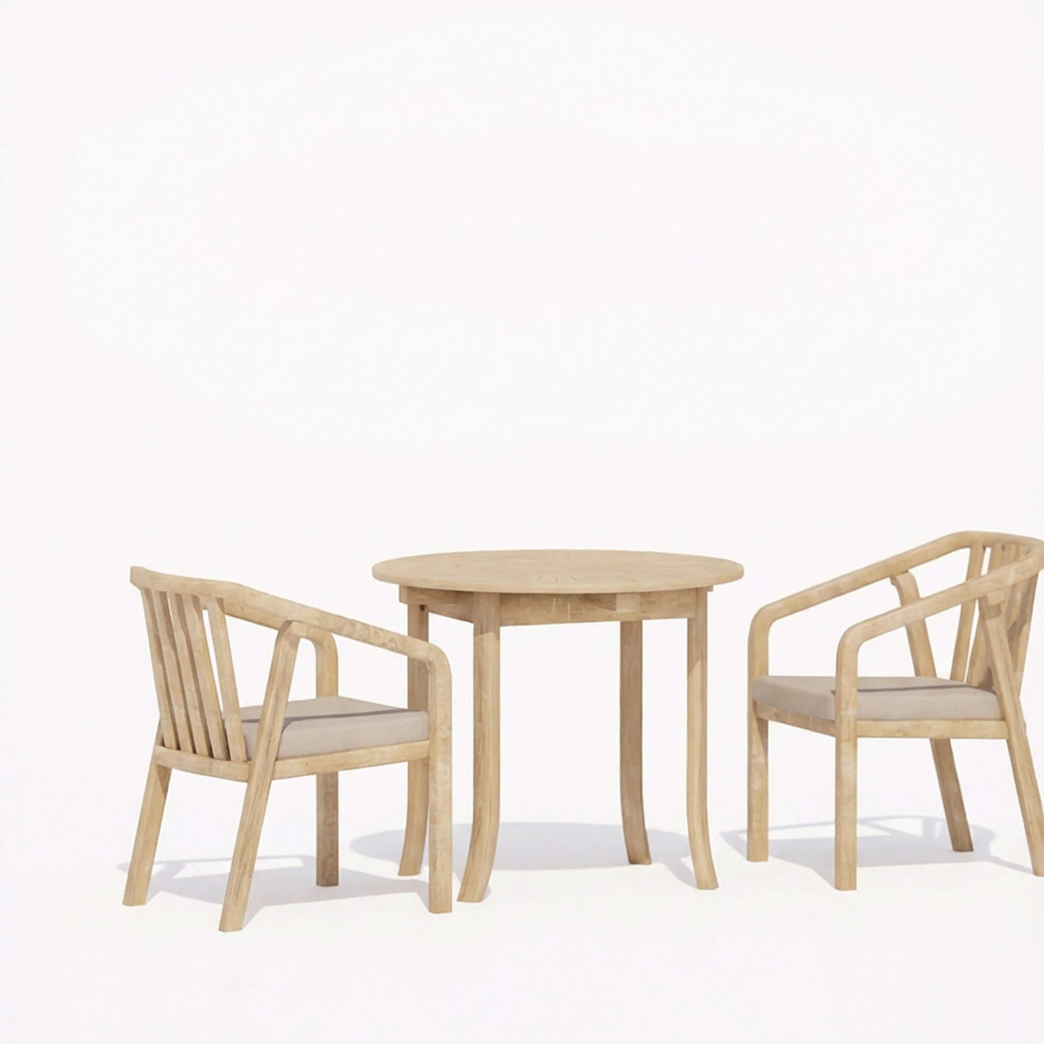 Maris Outdoor 2 Seater Round Bistro Dining Table and Chairs - Natural - Image 4