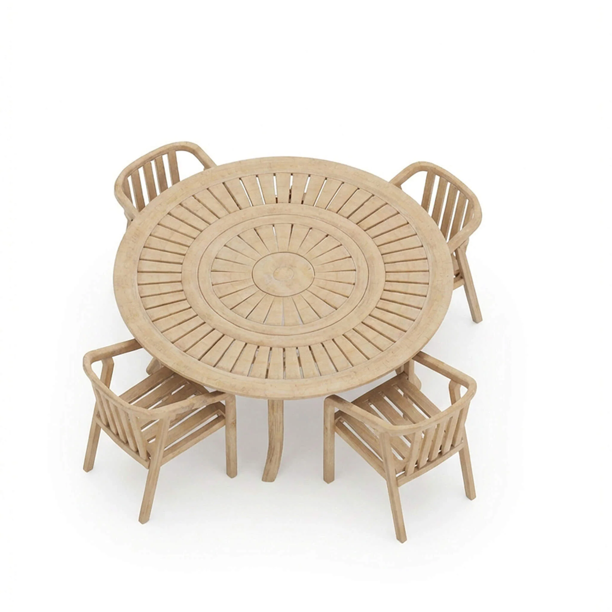 Maris Outdoor 4 Seater Round Dining Table Set - Natural - Image 6
