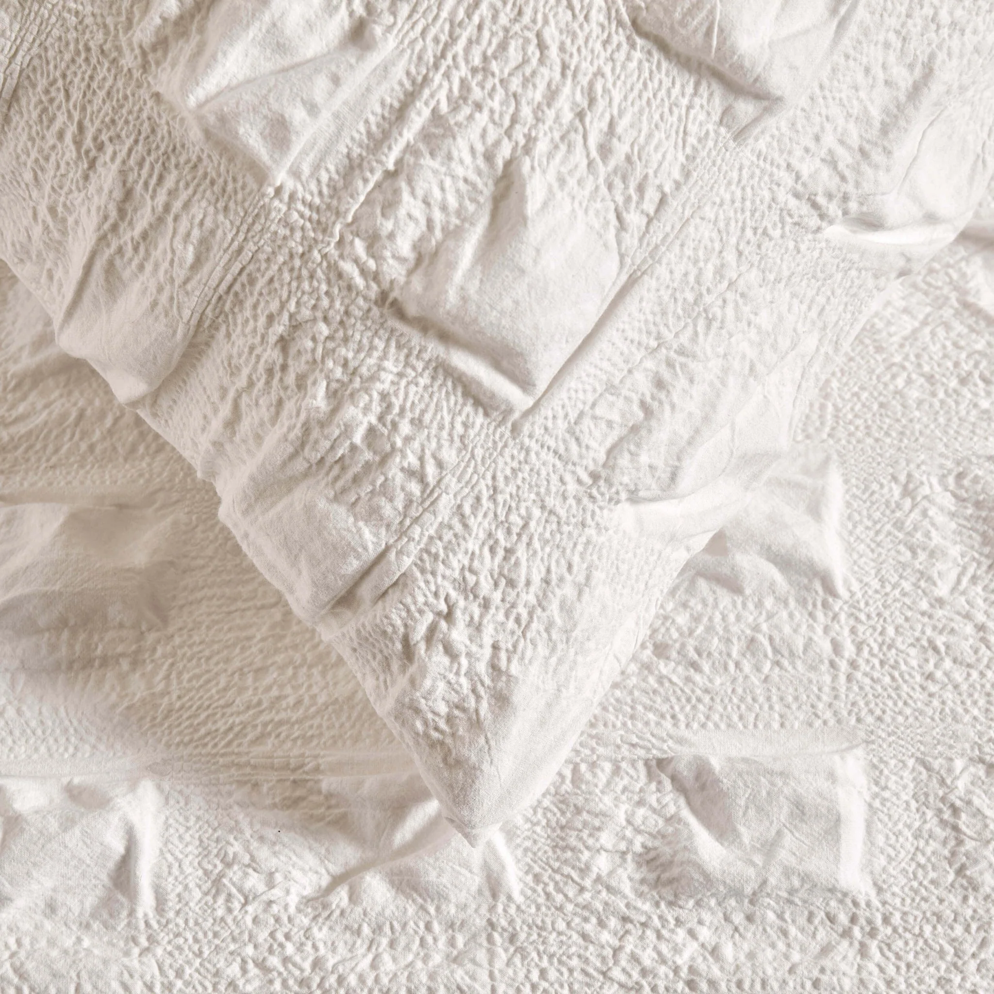 Marissa 100% Cotton Seersucker Check Duvet Cover & Pillowcase Set - White - Image 4