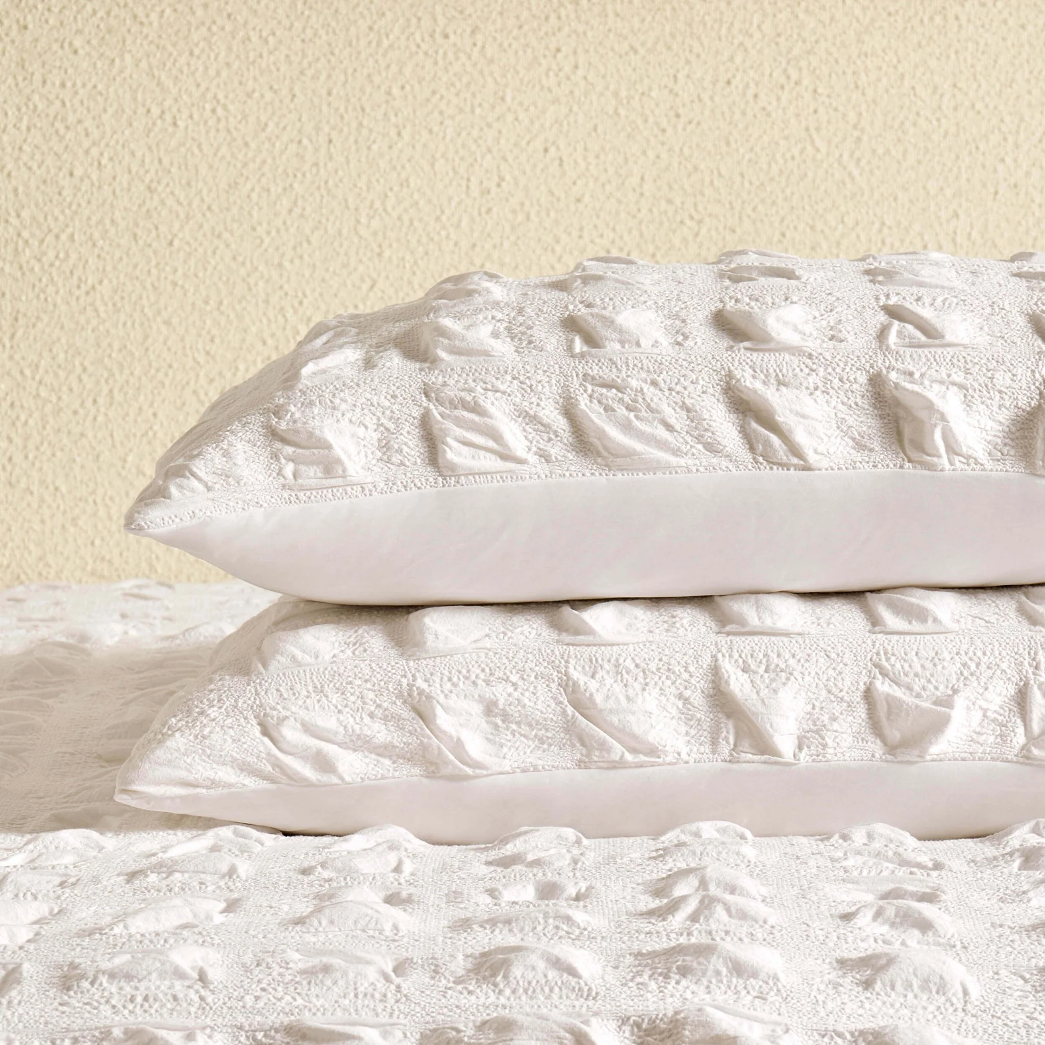 Marissa 100% Cotton Seersucker Check Duvet Cover & Pillowcase Set - White - Image 7