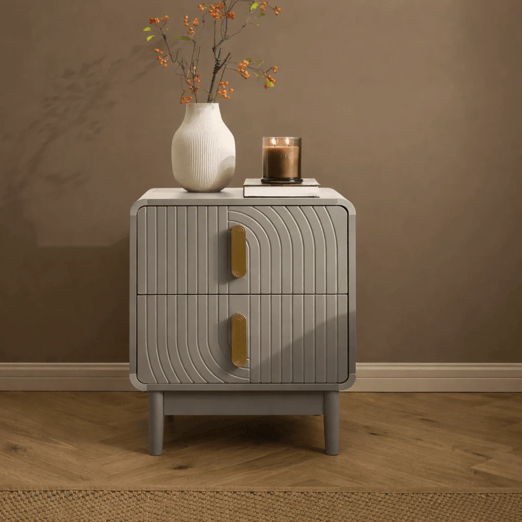 Marnie 2 Drawer Bedside Table - Taupe