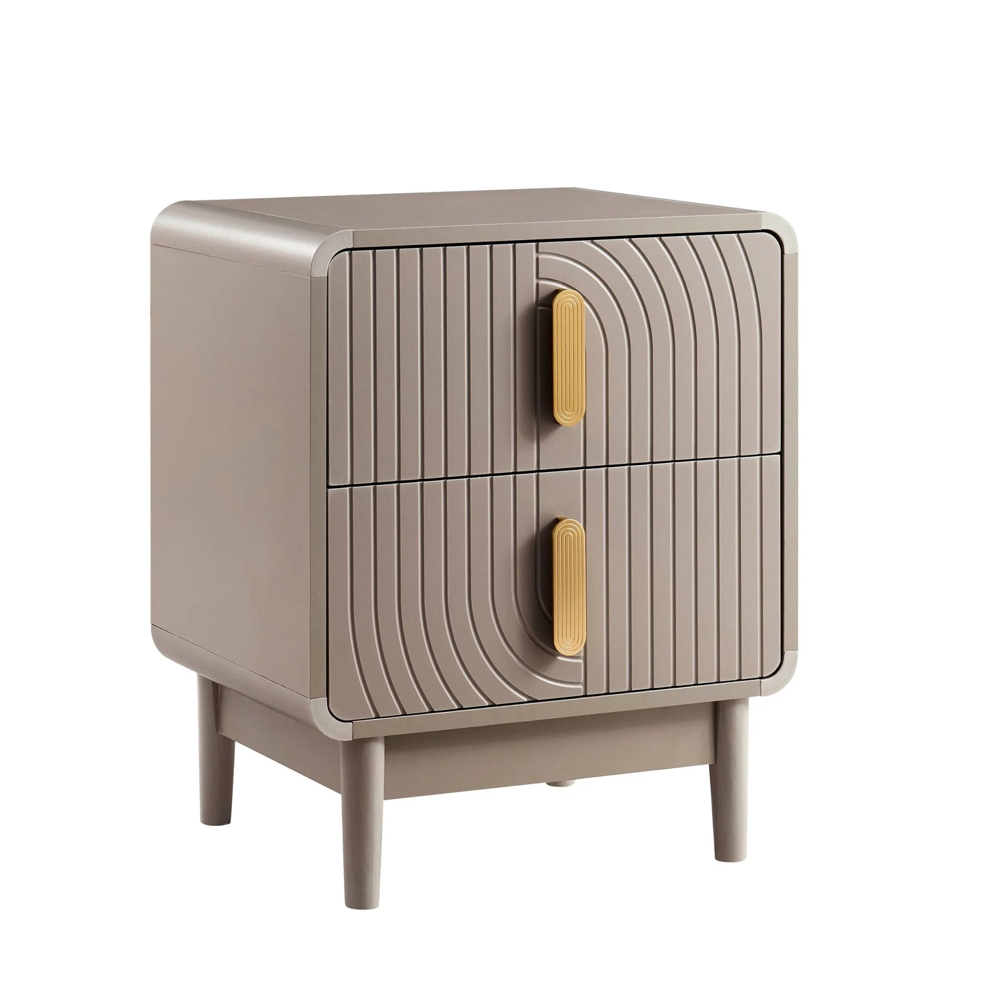 Marnie 2 Drawer Bedside Table - Taupe - Image 2