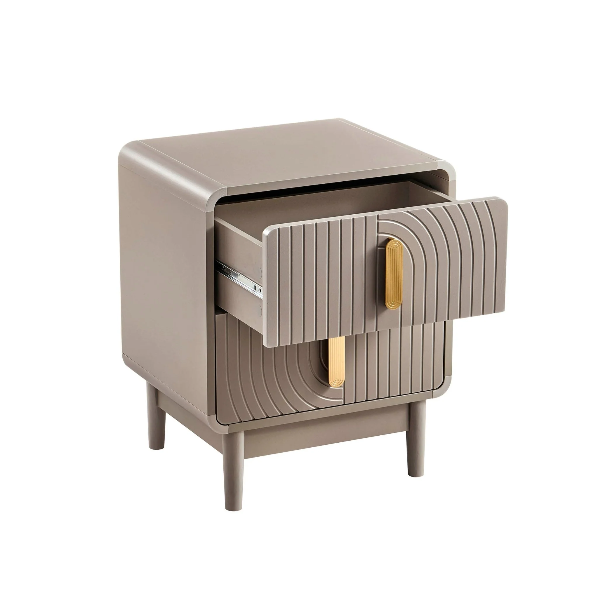 Marnie 2 Drawer Bedside Table - Taupe - Image 3