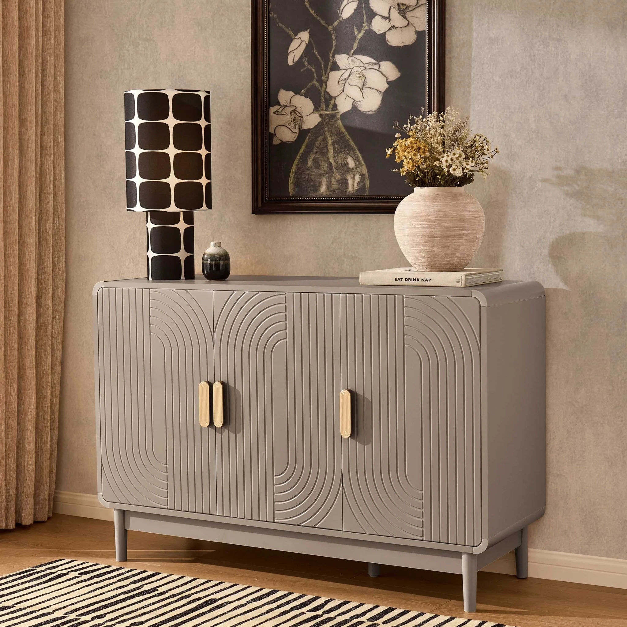 Marnie 3 Door Sideboard - Taupe - Image 2