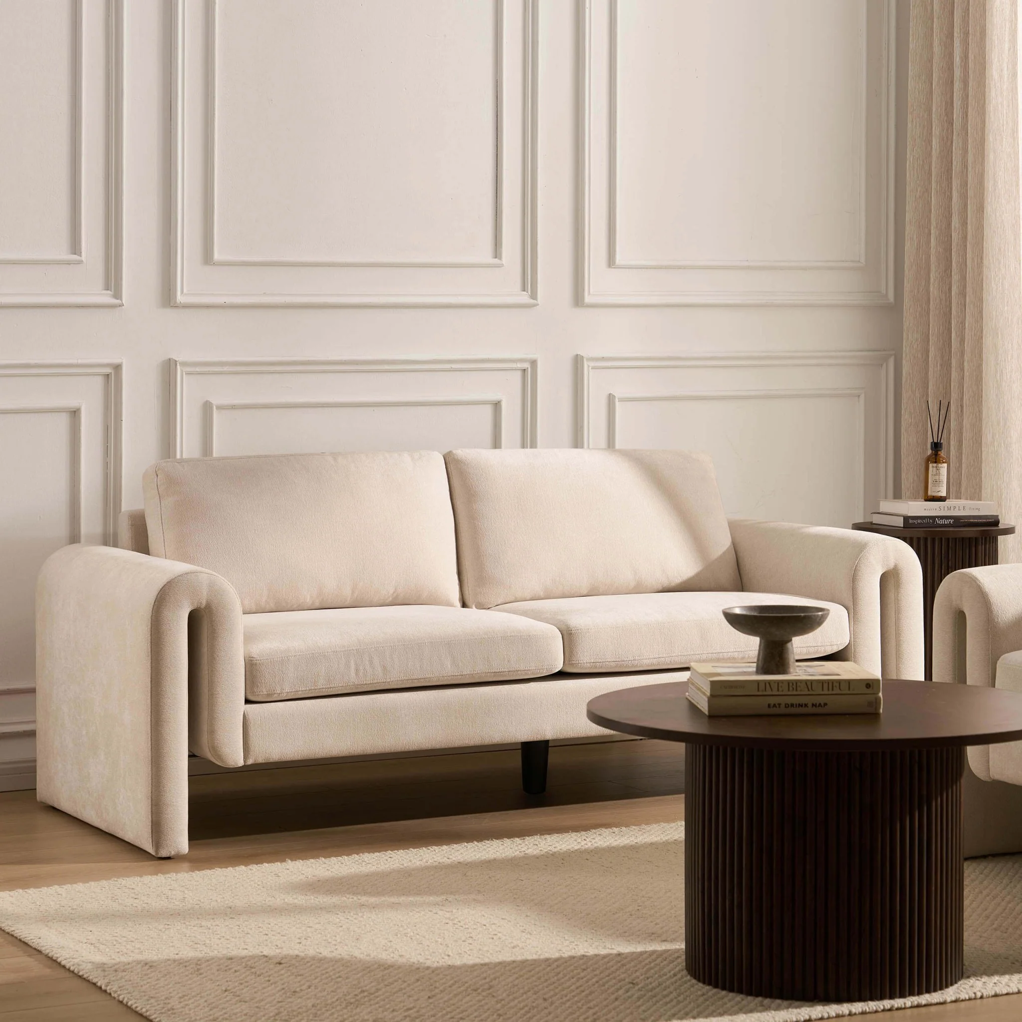 Marseille 3 Seater Sofa - Chenille Ivory - Image 2