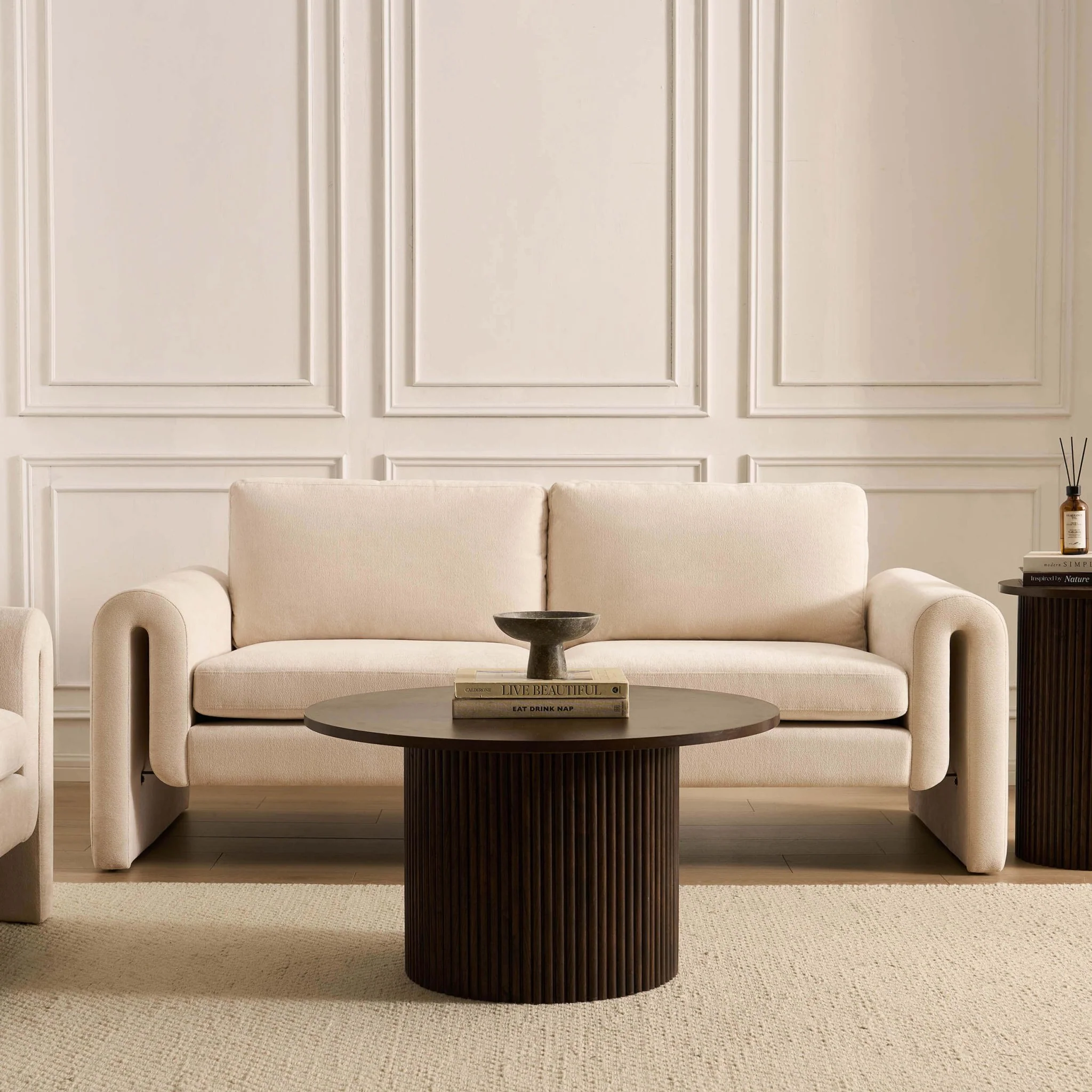 Marseille 3 Seater Sofa - Chenille Ivory - Image 3