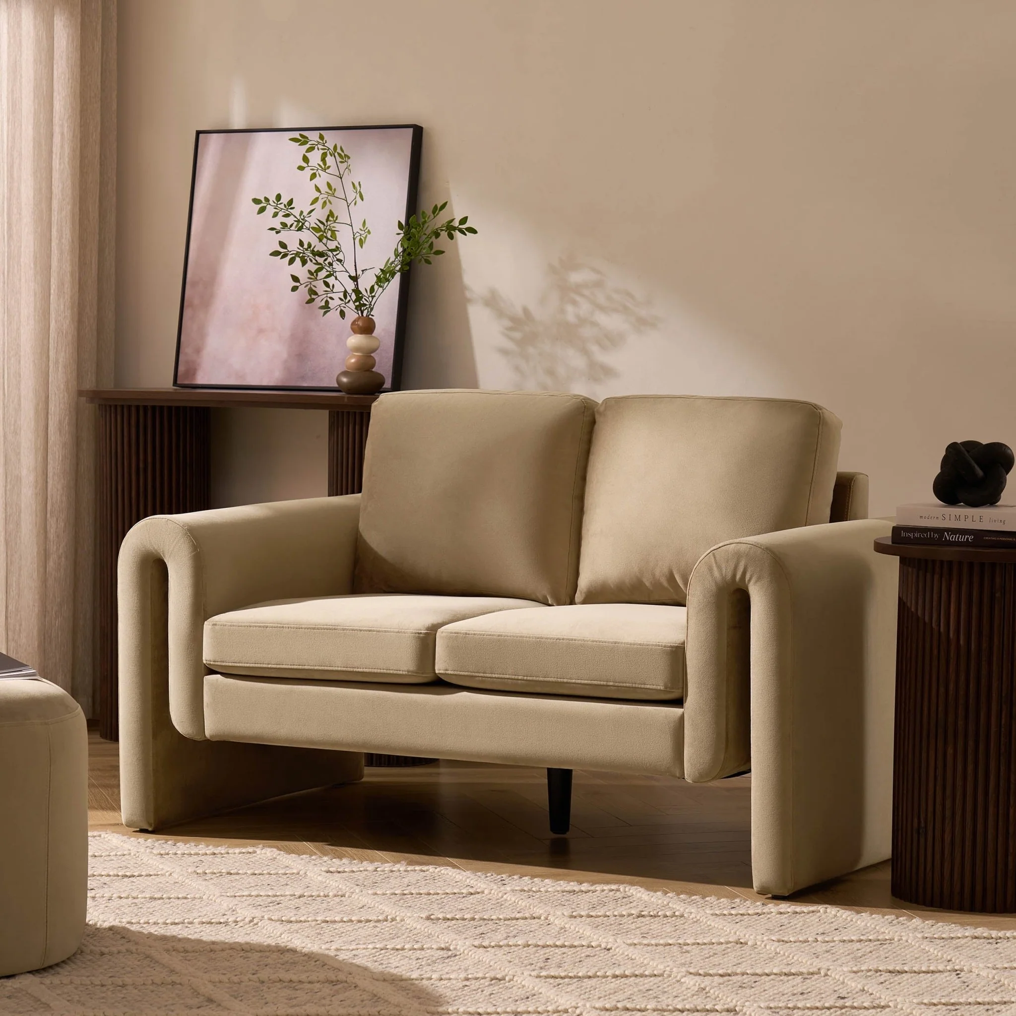 Marseille Compact 2 Seater Sofa - Latte