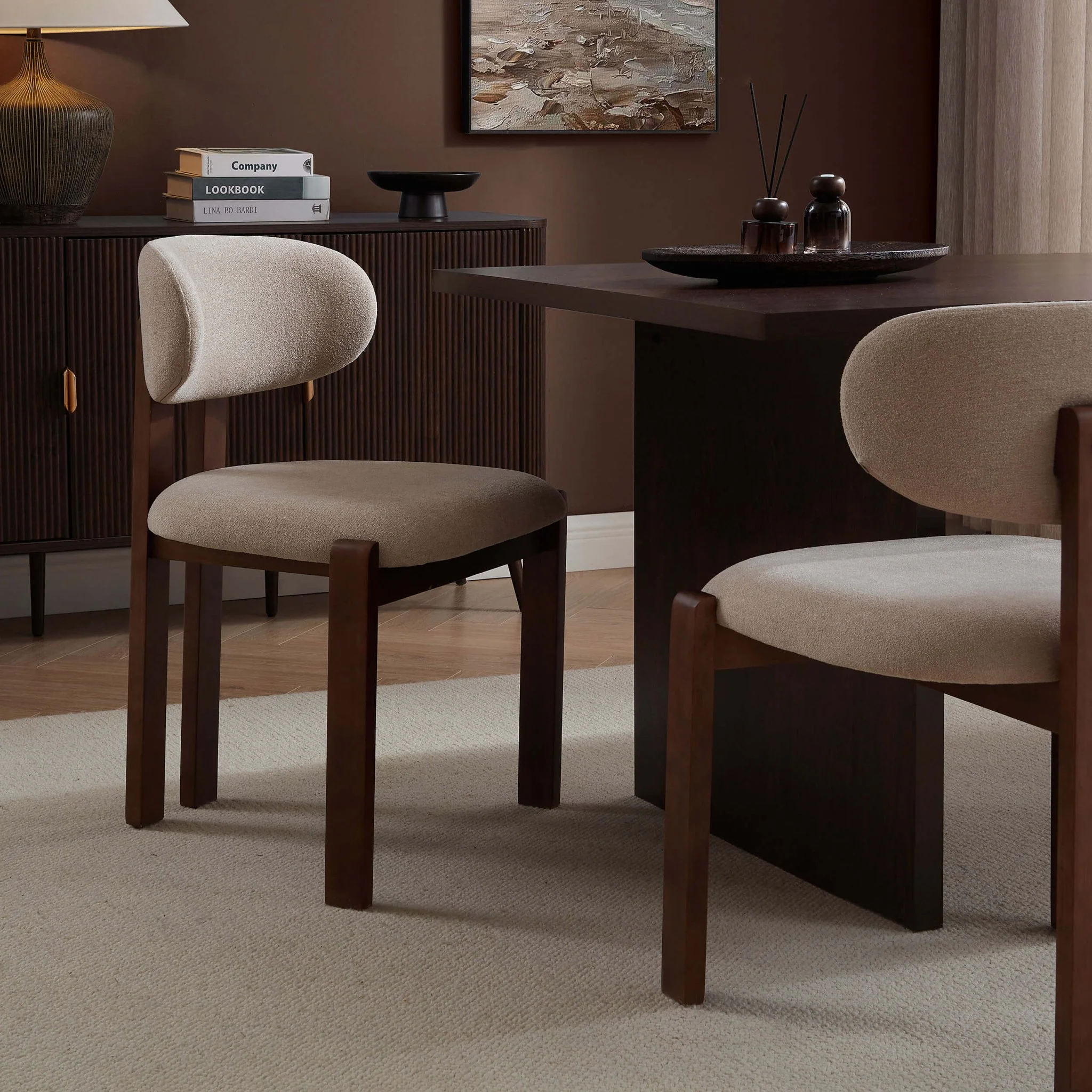 Matty Set of 2 Dining Chairs - Chenille Oatmeal