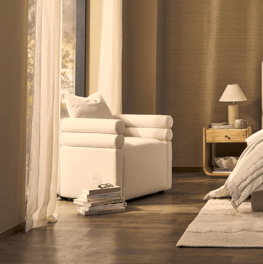 Maya Accent Chair - Cream Linen - Image 2