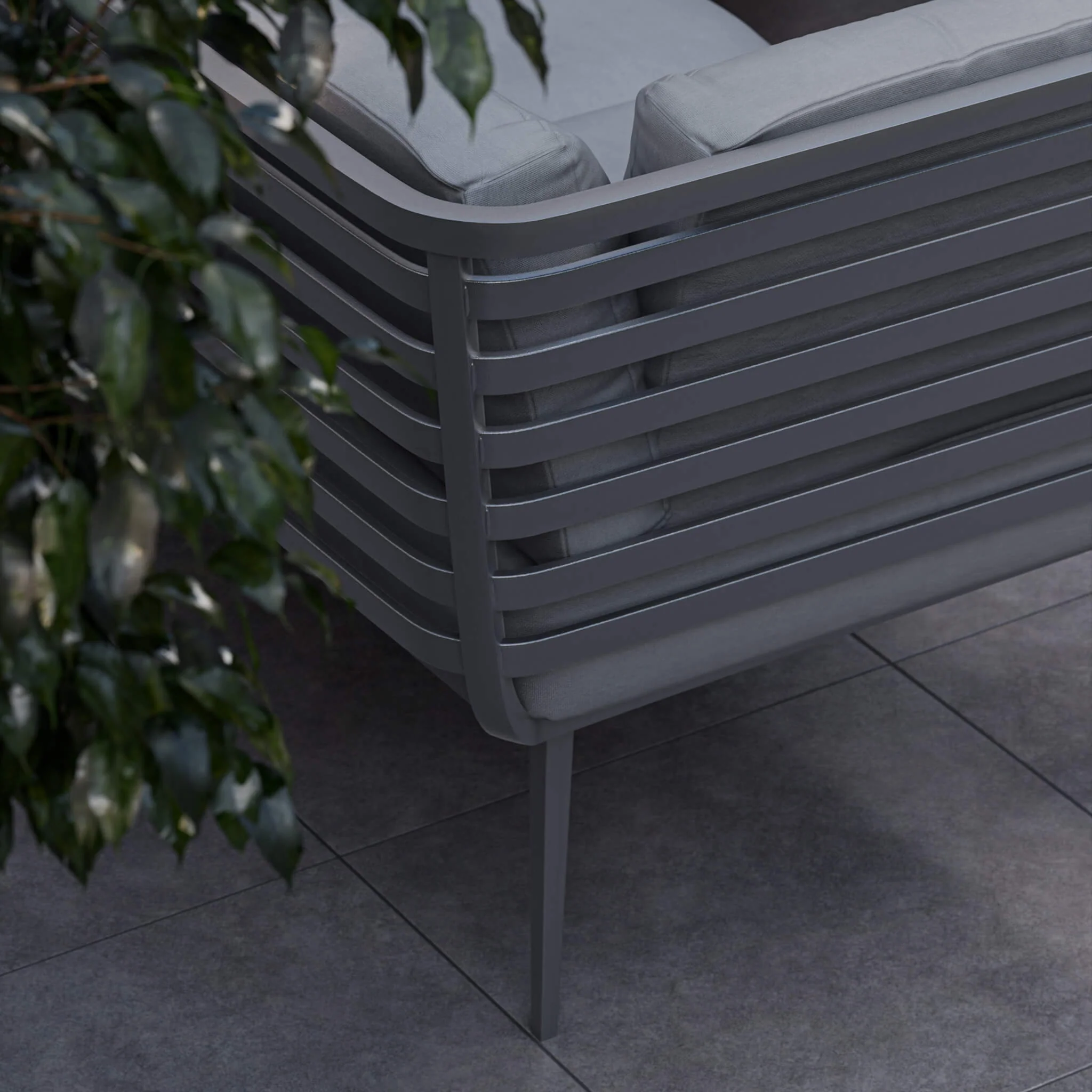 Mayfair Outdoor 8 Seater Corner Lounge Set with Fire Pit and Bench - Grey - Image 3