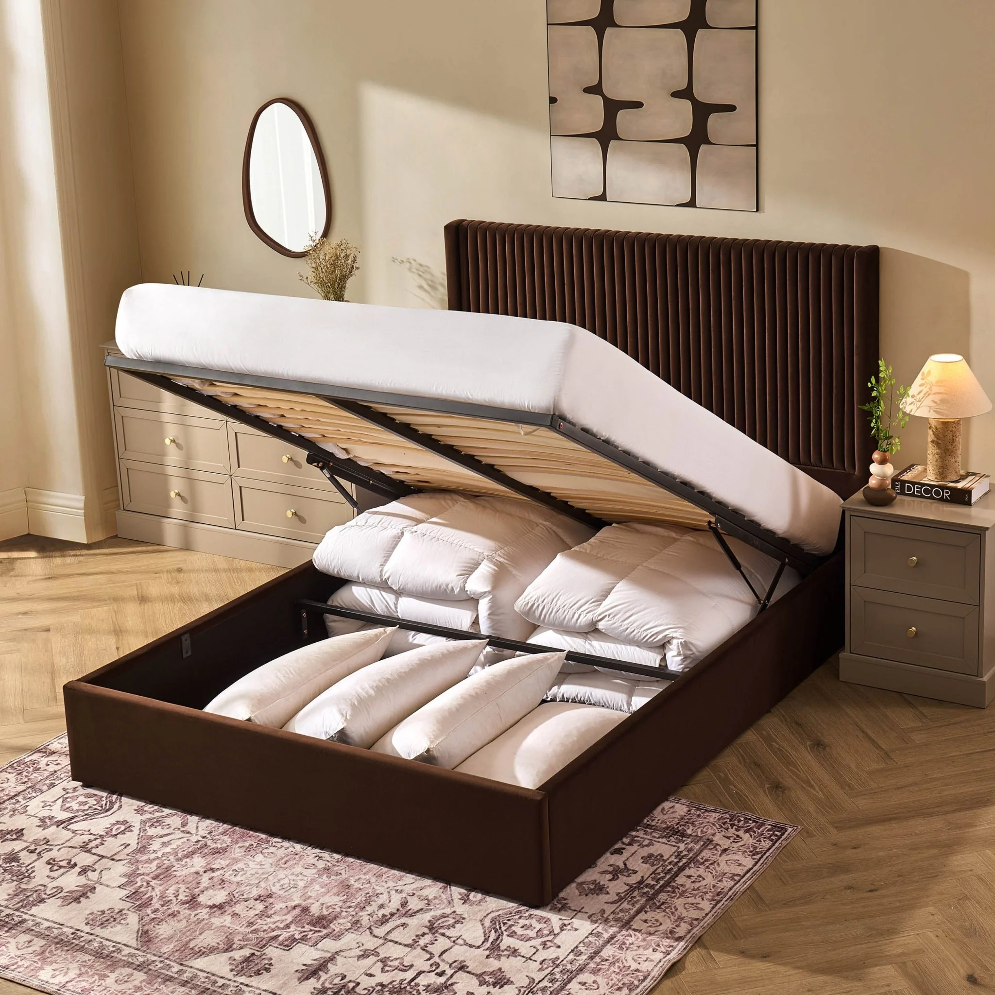 Melrose Ottoman Storage Bed - Cappuccino - Image 3